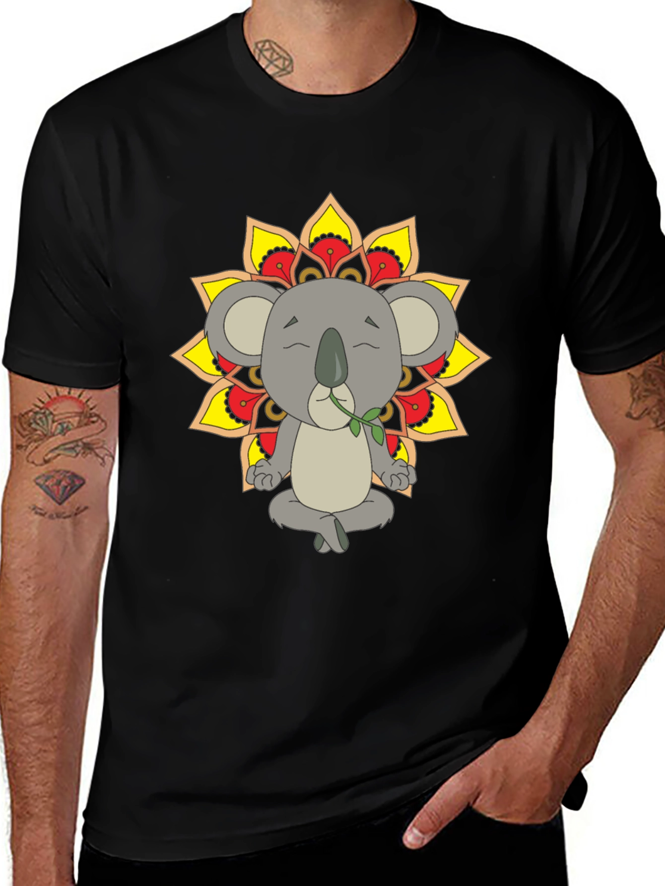 Variant 16 of Meditating Koala T-Shirt -  Black