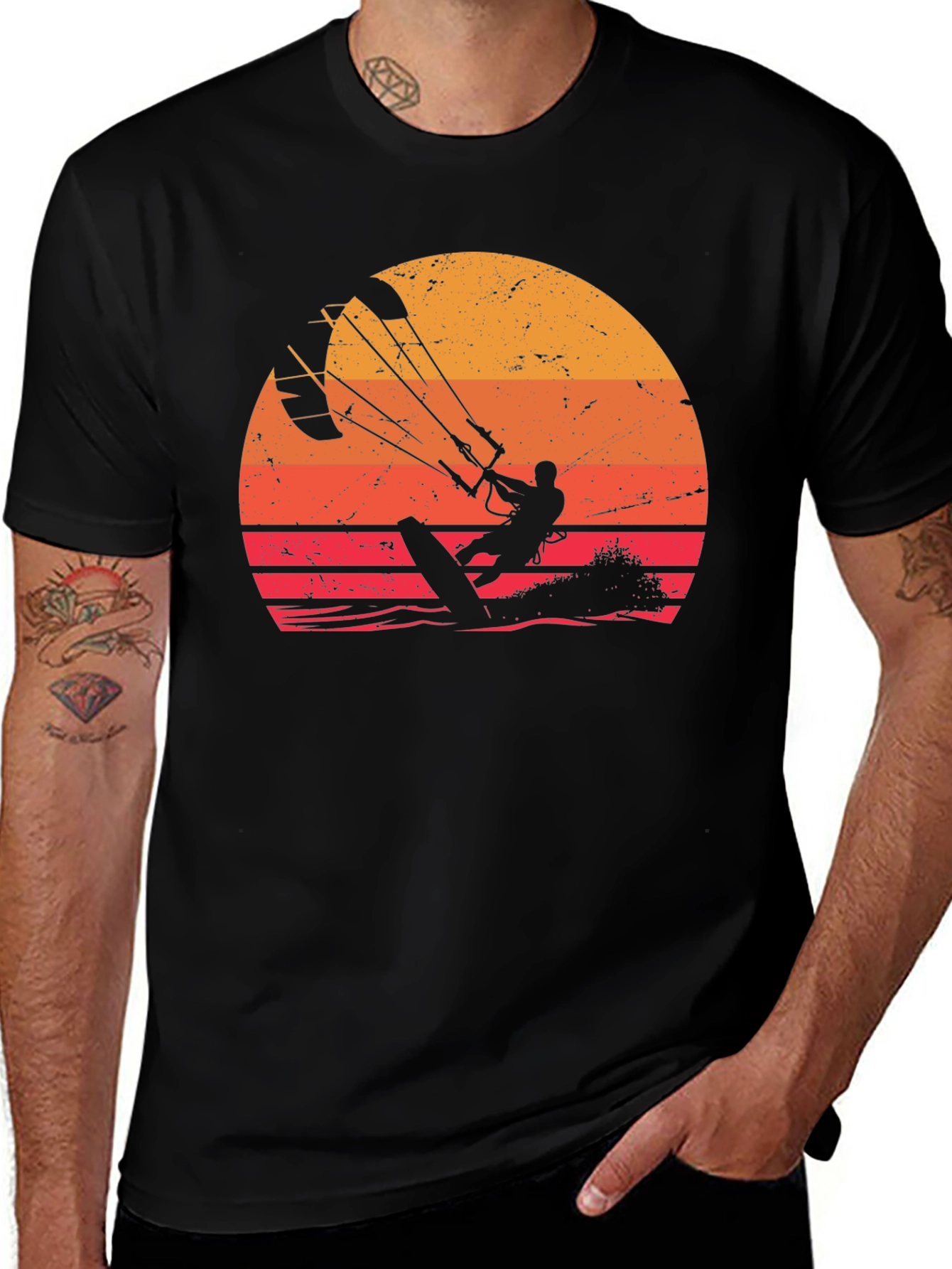 Variant 19 of Kitesurfing Sunset Graphic Tee - Sporty Stylish Comfort
