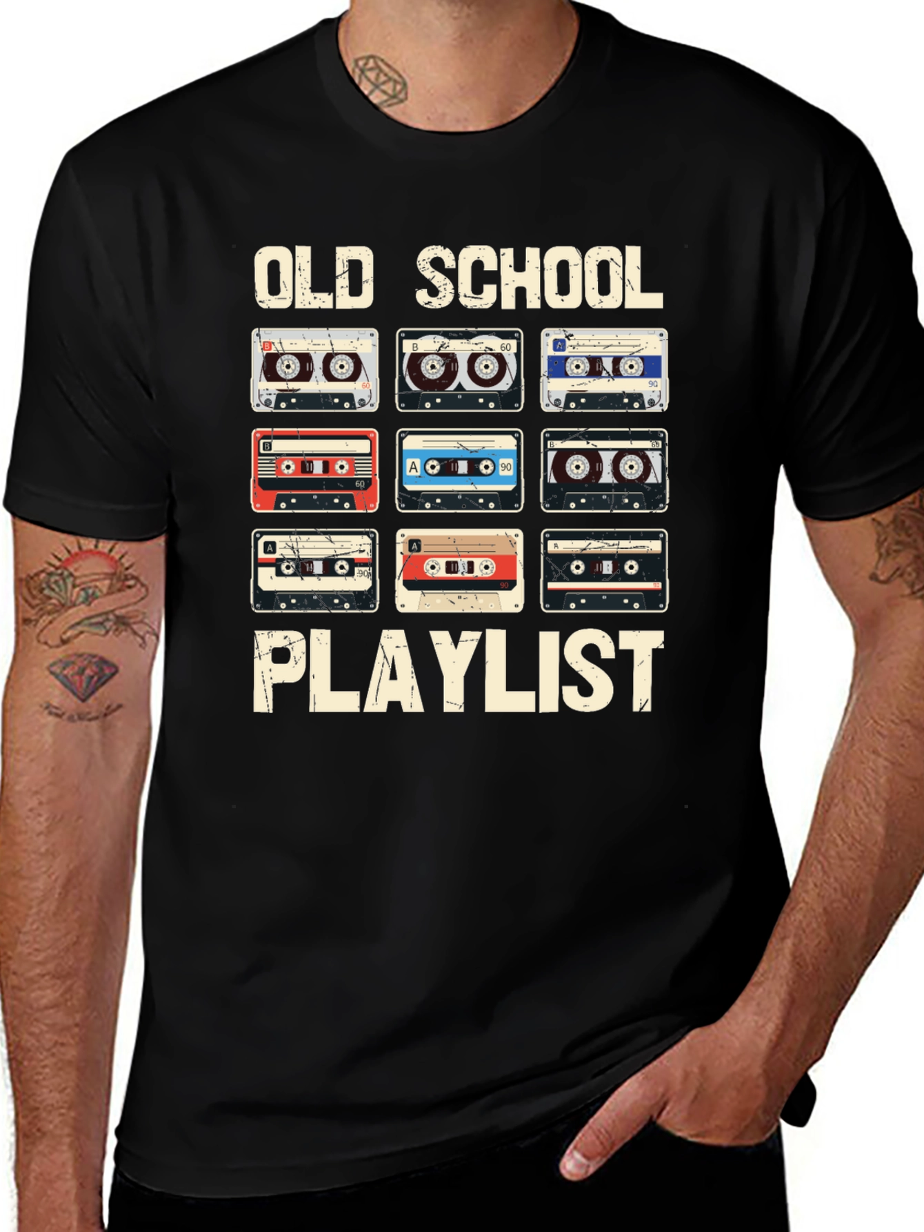 Old School Playlist Cassette Tape Graphic Tee