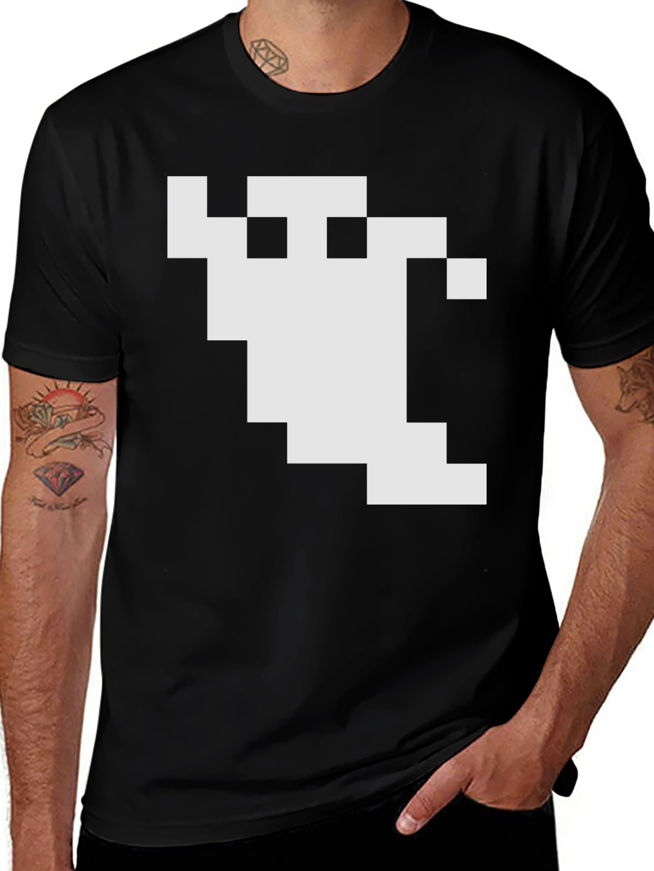Variant 22 of Pixel Ghost Graphic Black T-Shirt