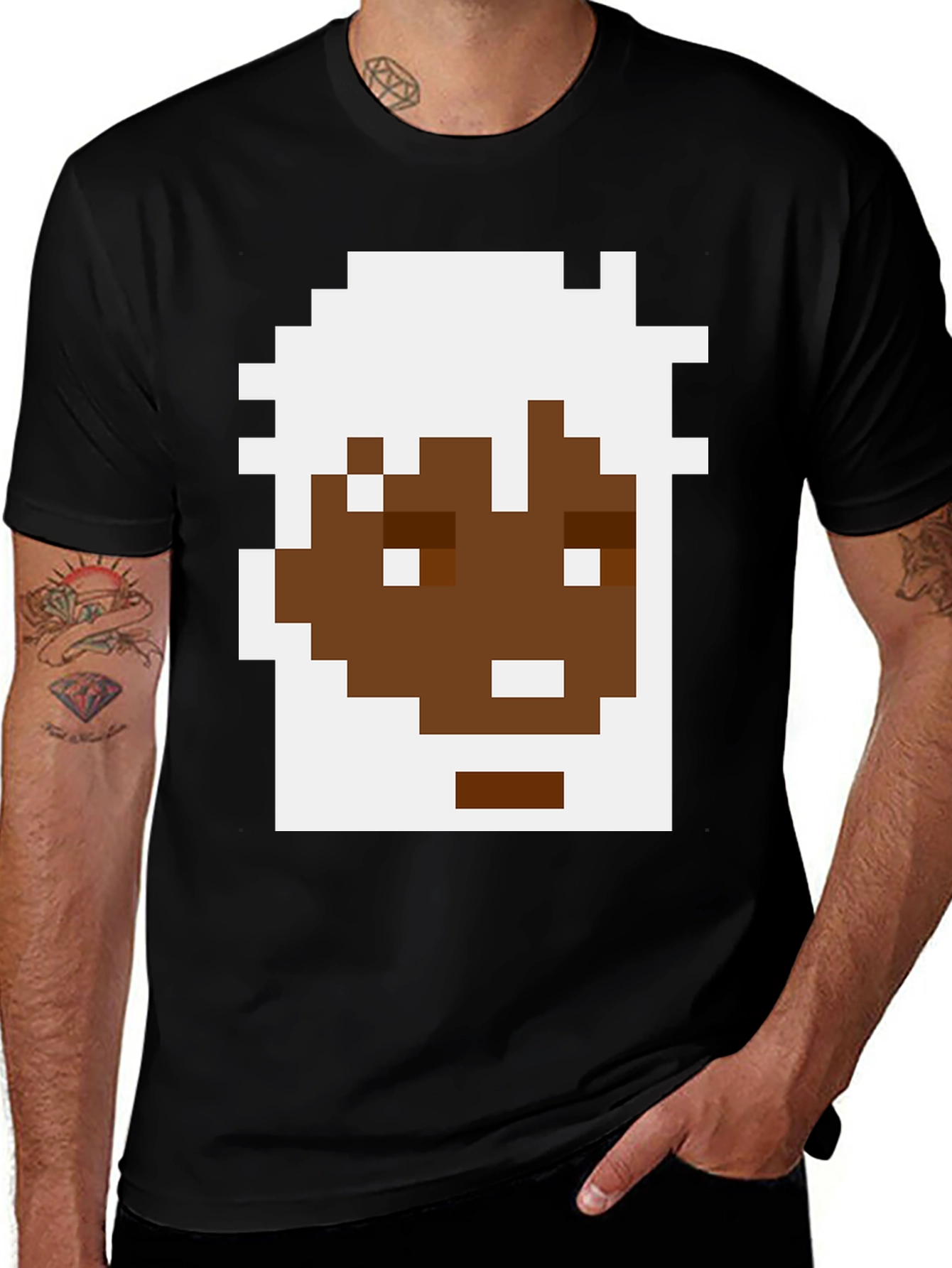 Variant 13 of Pixel Art Face Graphic Tee - Black