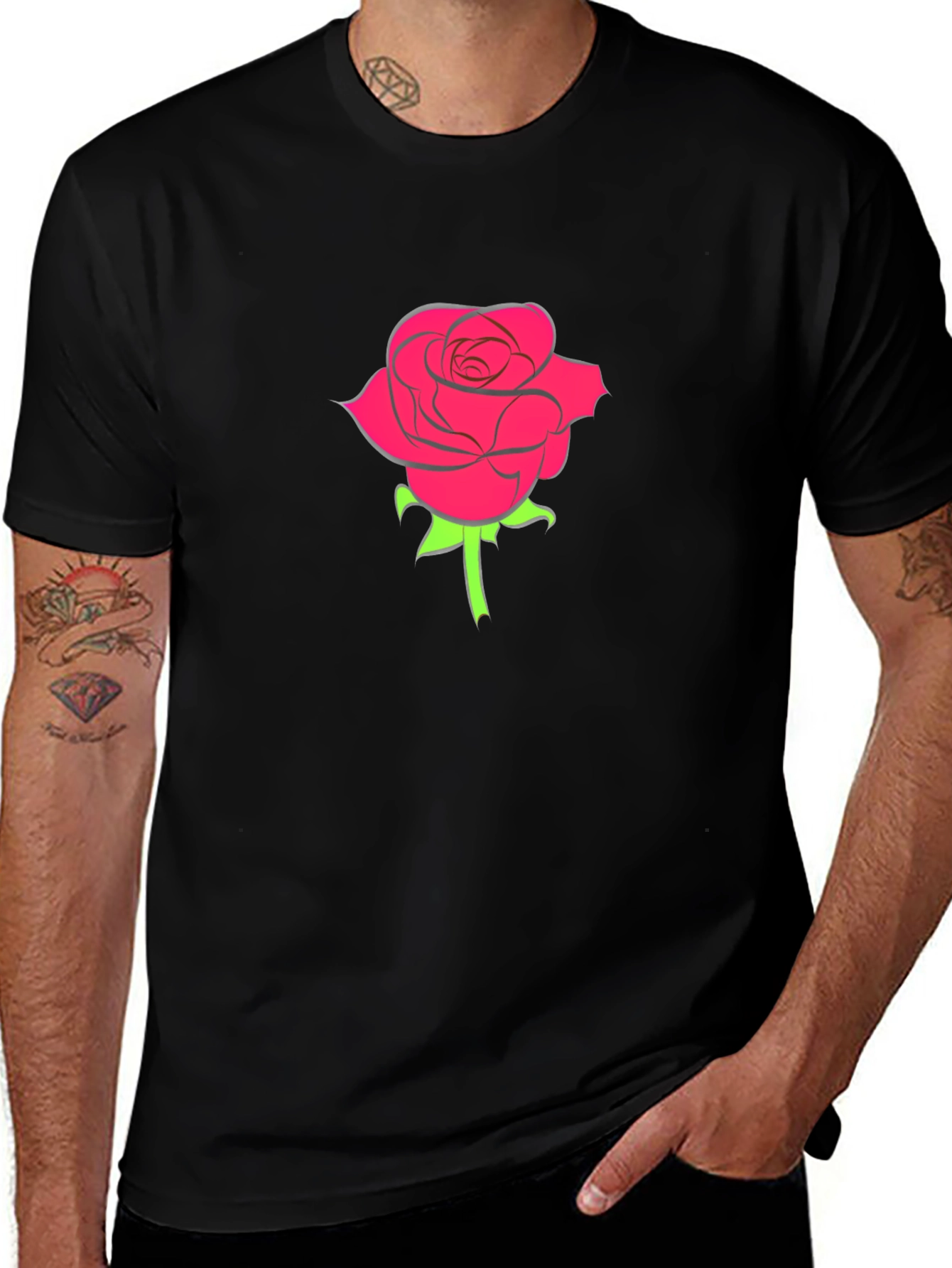 Rose Graphic Black T-Shirt - Stylish Casual Wear