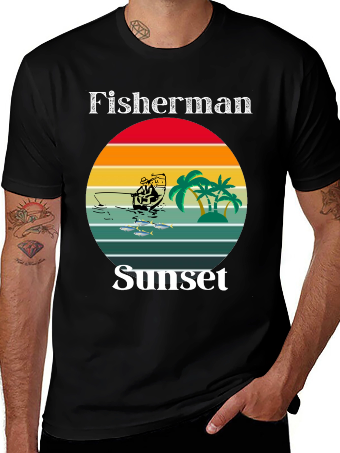 Variant 27 of Fisherman Sunset Graphic T-Shirt