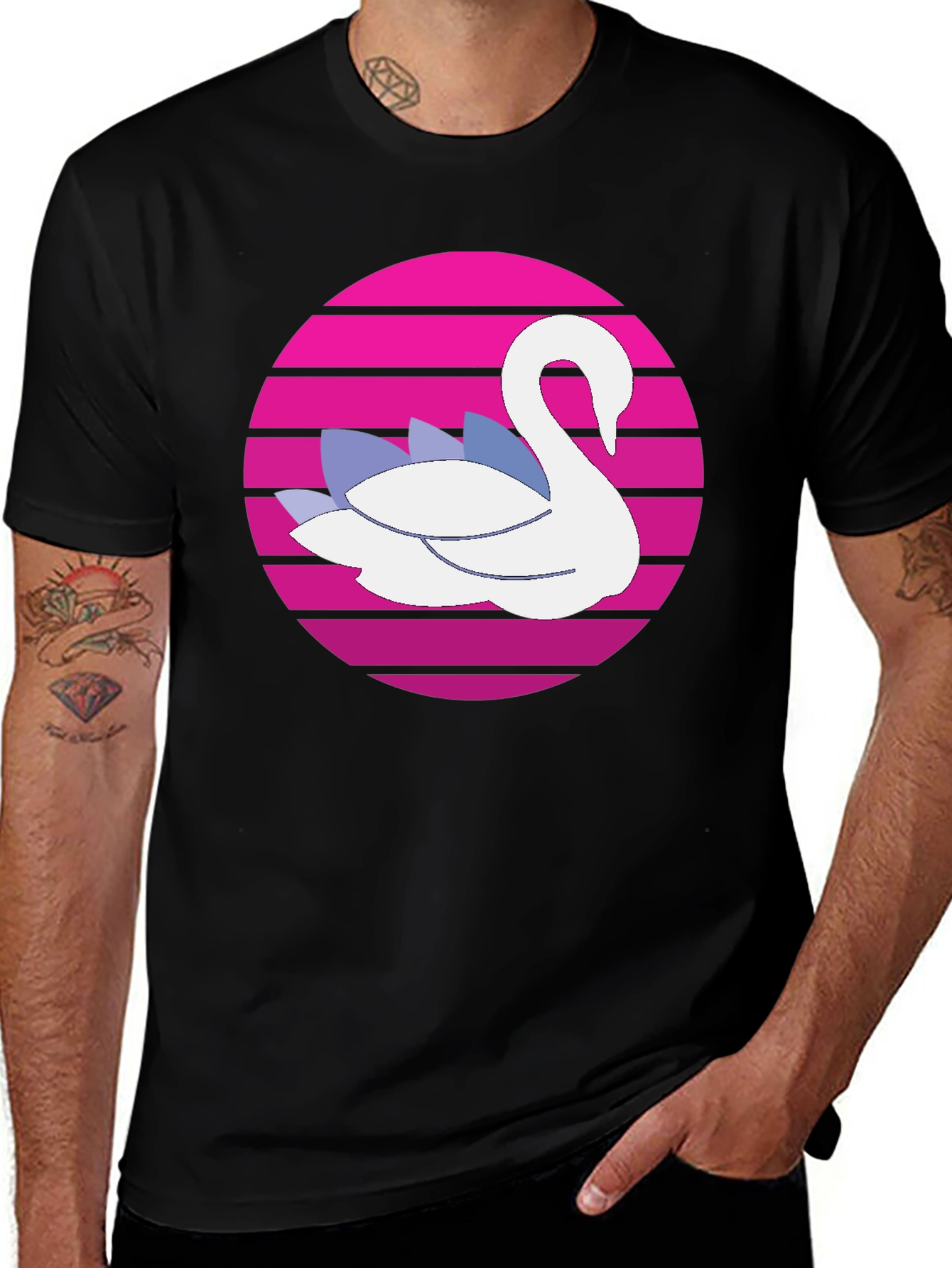 Variant 28 of Retro Swan Graphic Tee - Black