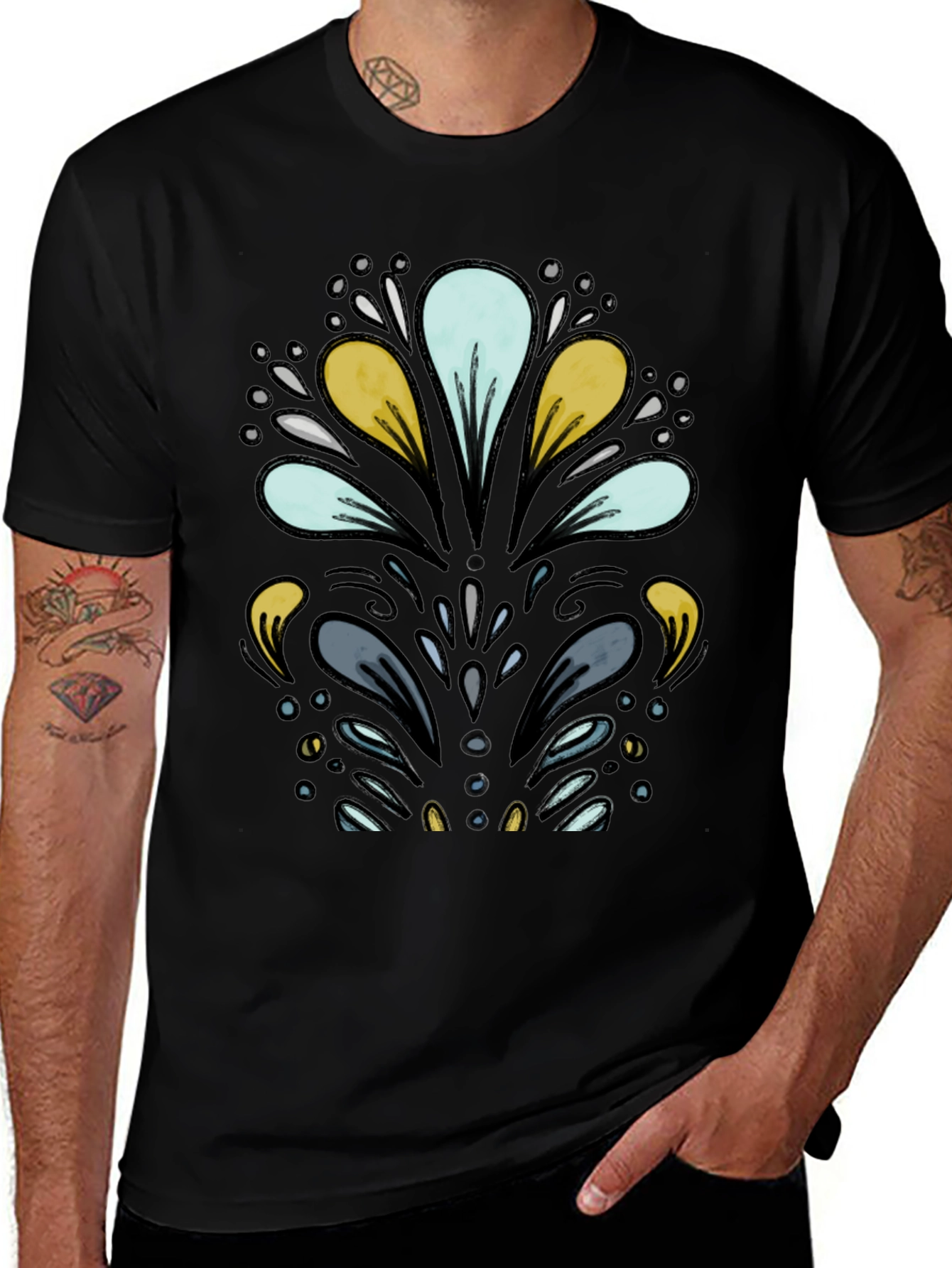 Variant 30 of Abstract Floral Black T-Shirt