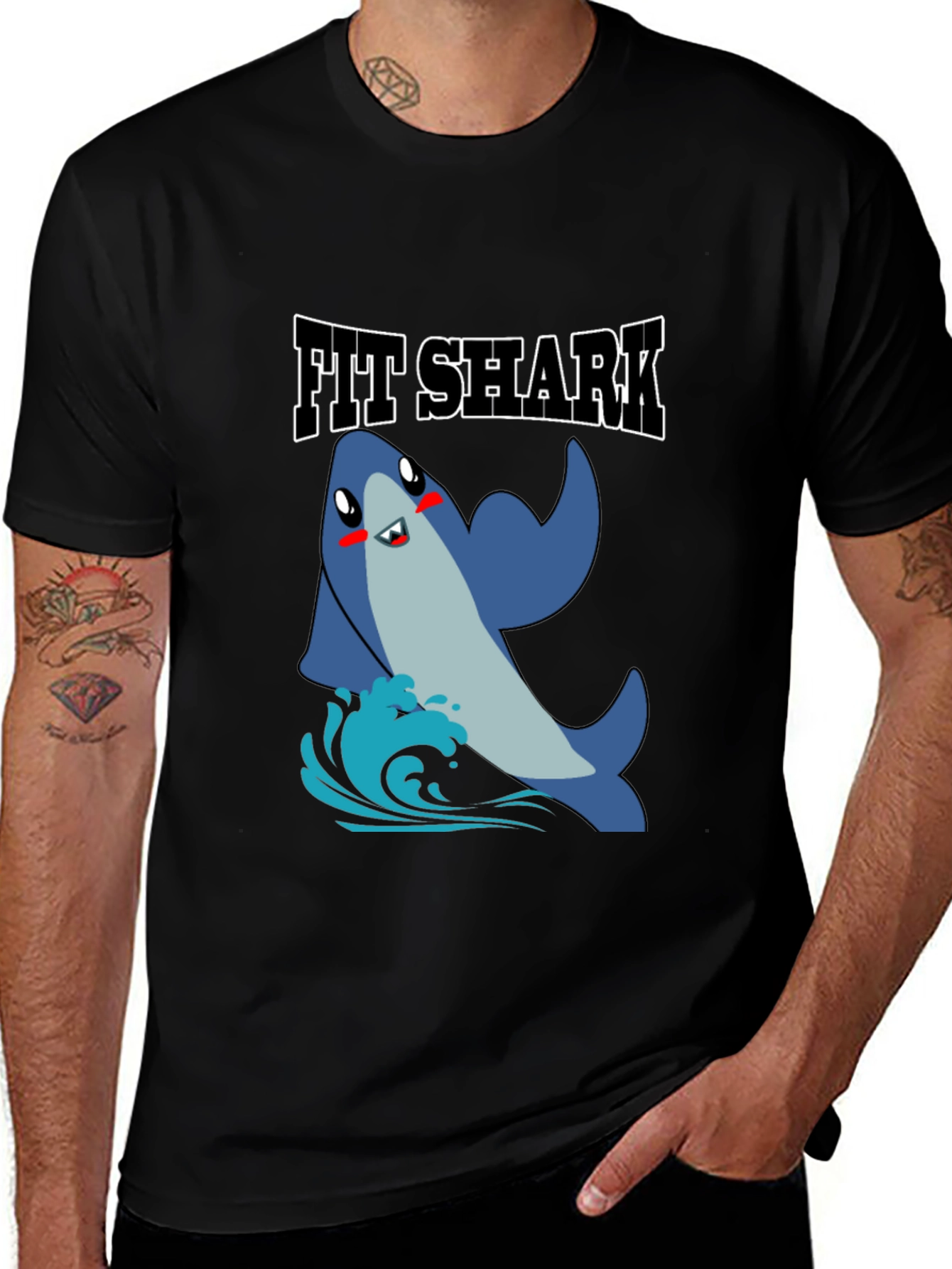 Variant 18 of Fit Shark Graphic Tee - Men's Black T-Shirt
