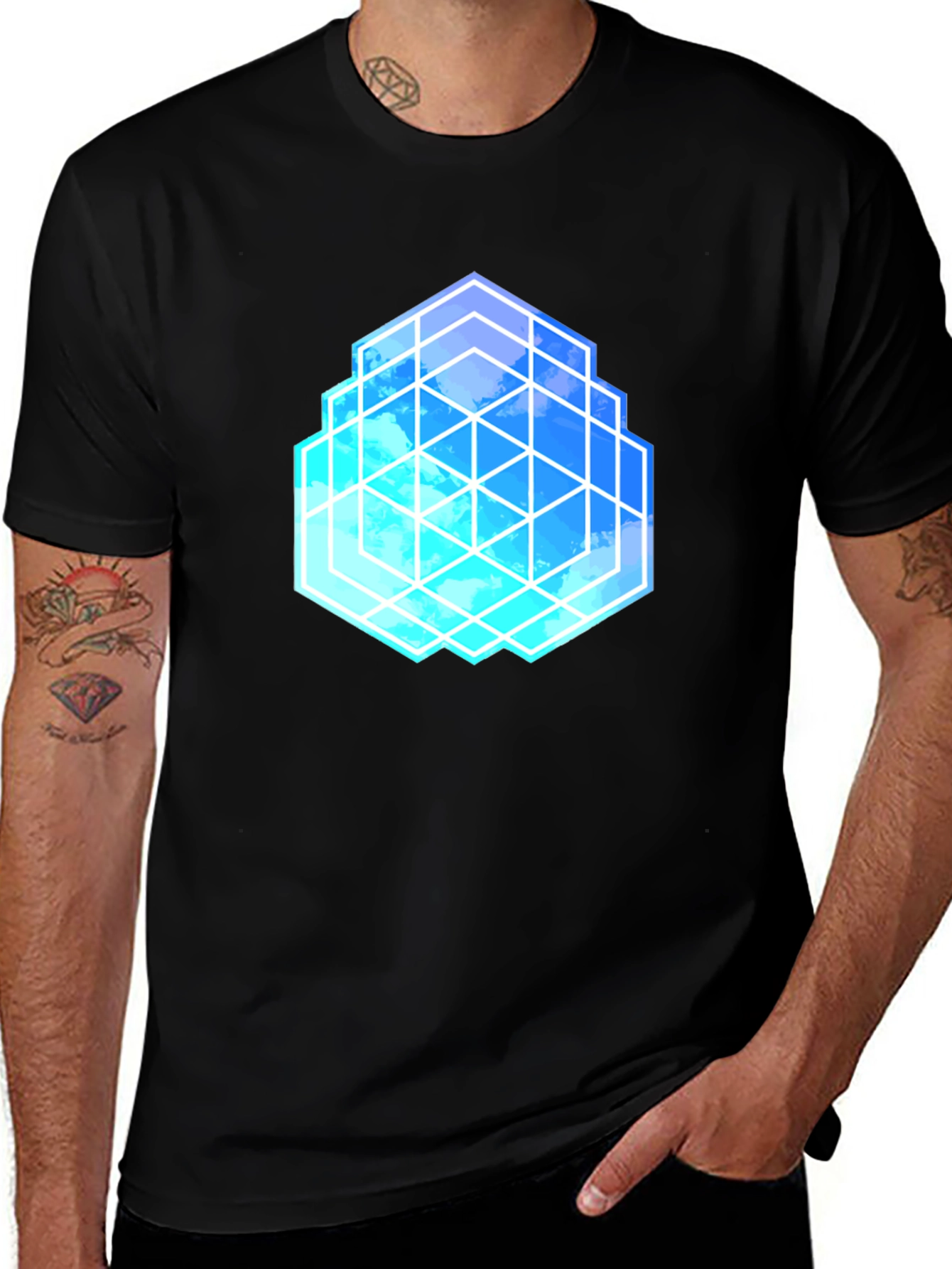 Variant 15 of Geometric Cloud Cube T-Shirt - Stylish Graphic Tee