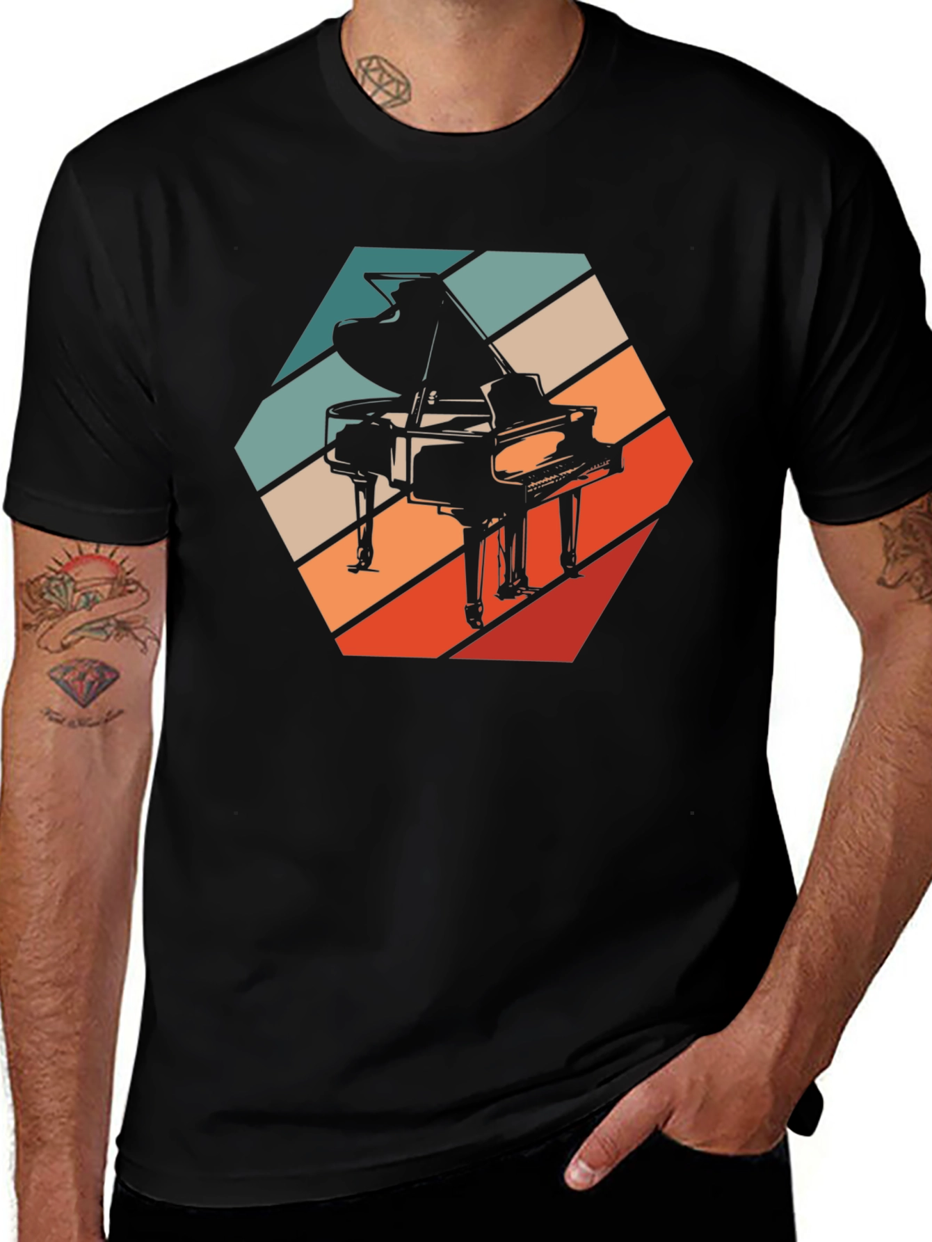 Variant 11 of Retro Piano T-Shirt - Musical Instrument Graphic Tee