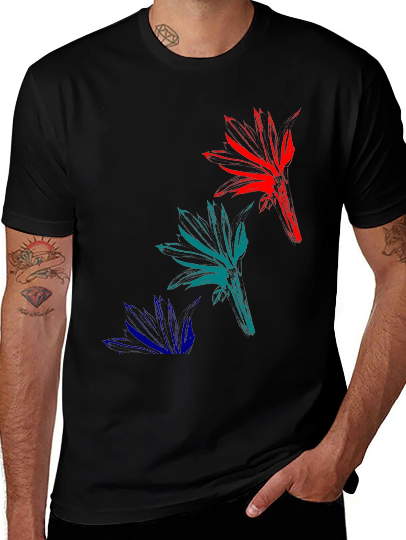 Variant 27 of Abstract Floral Men's Black T-Shirt