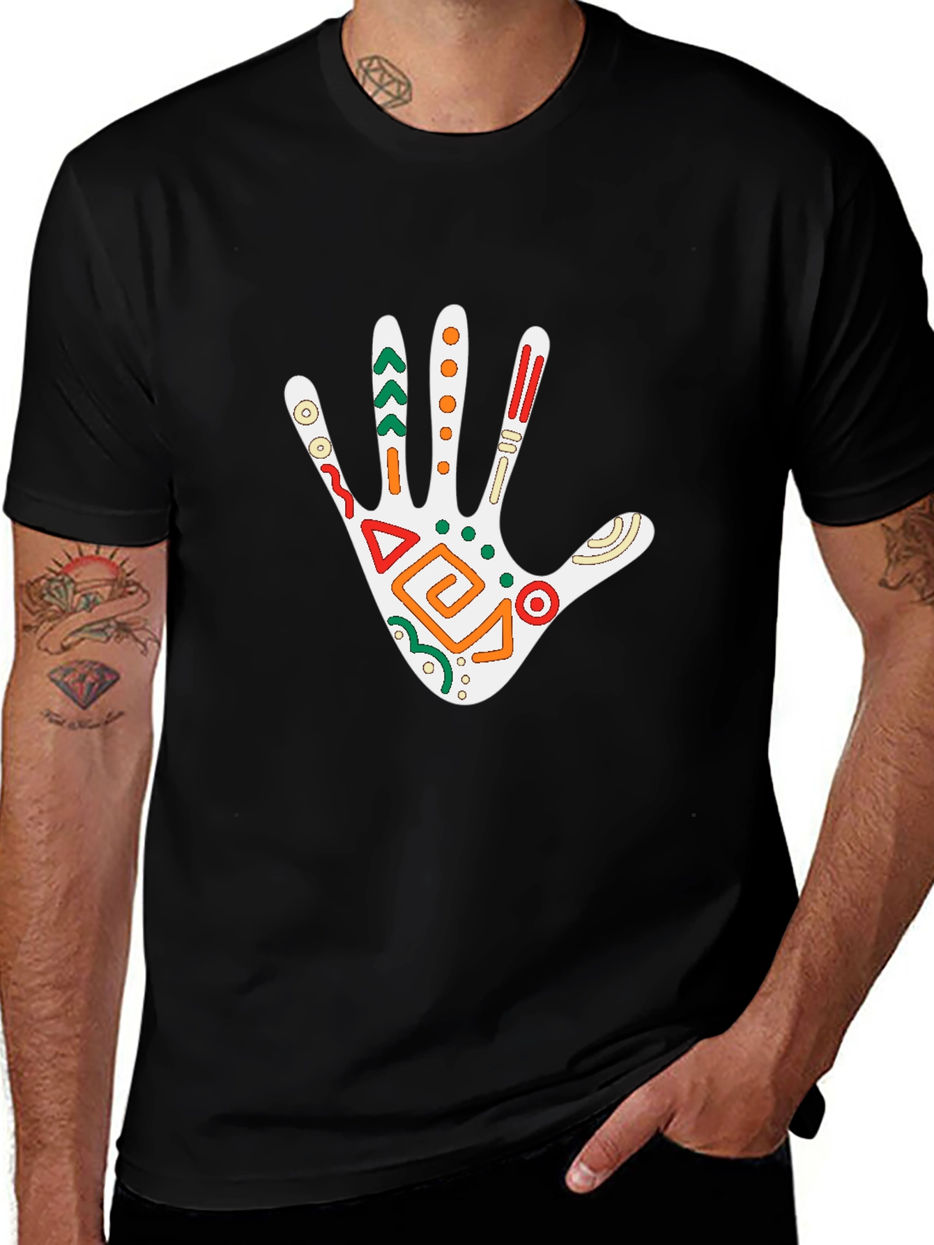 Variant 18 of Tribal Hand Graphic Tee - Black T-Shirt