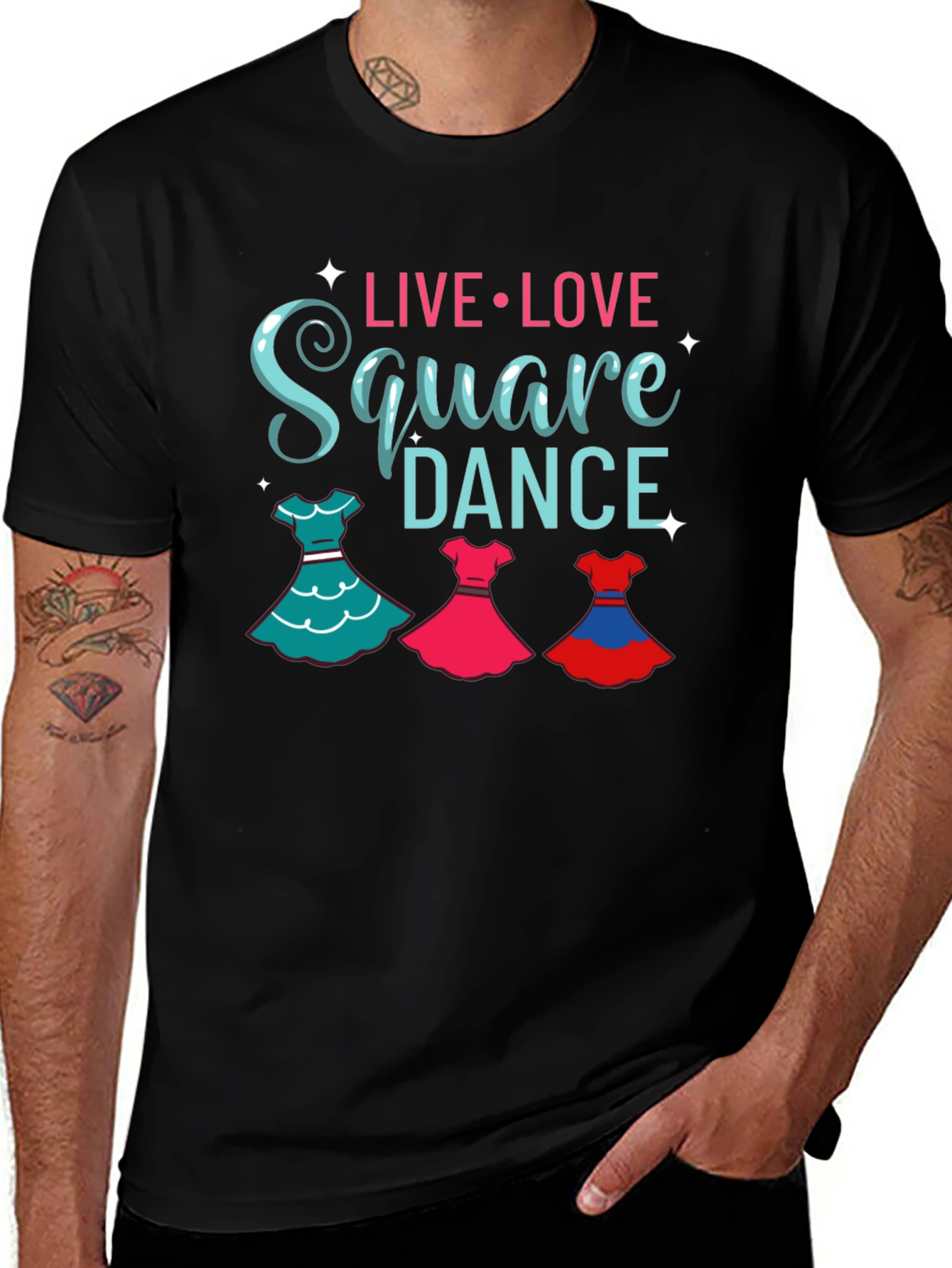 Variant 22 of Live Love Square Dance Black T-Shirt