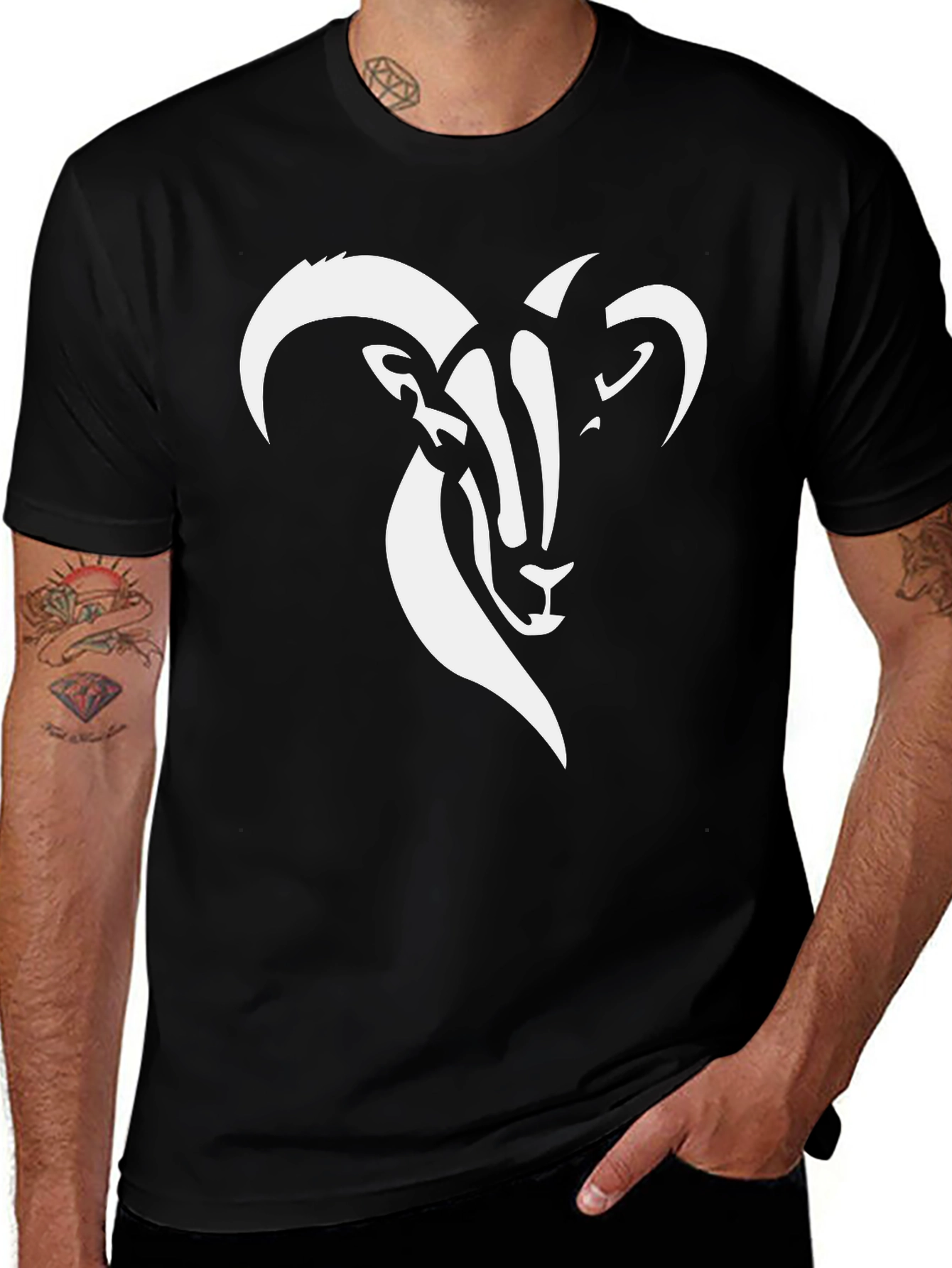 Variant 10 of Ram Graphic T-Shirt - Bold Black Tee