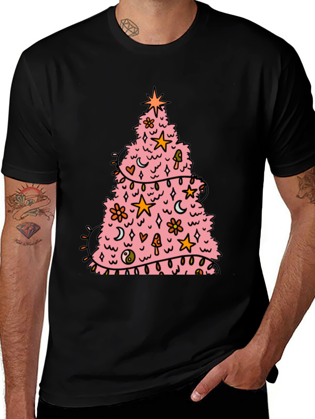 Variant 29 of Pink Christmas Tree Graphic Tee - Festive Style