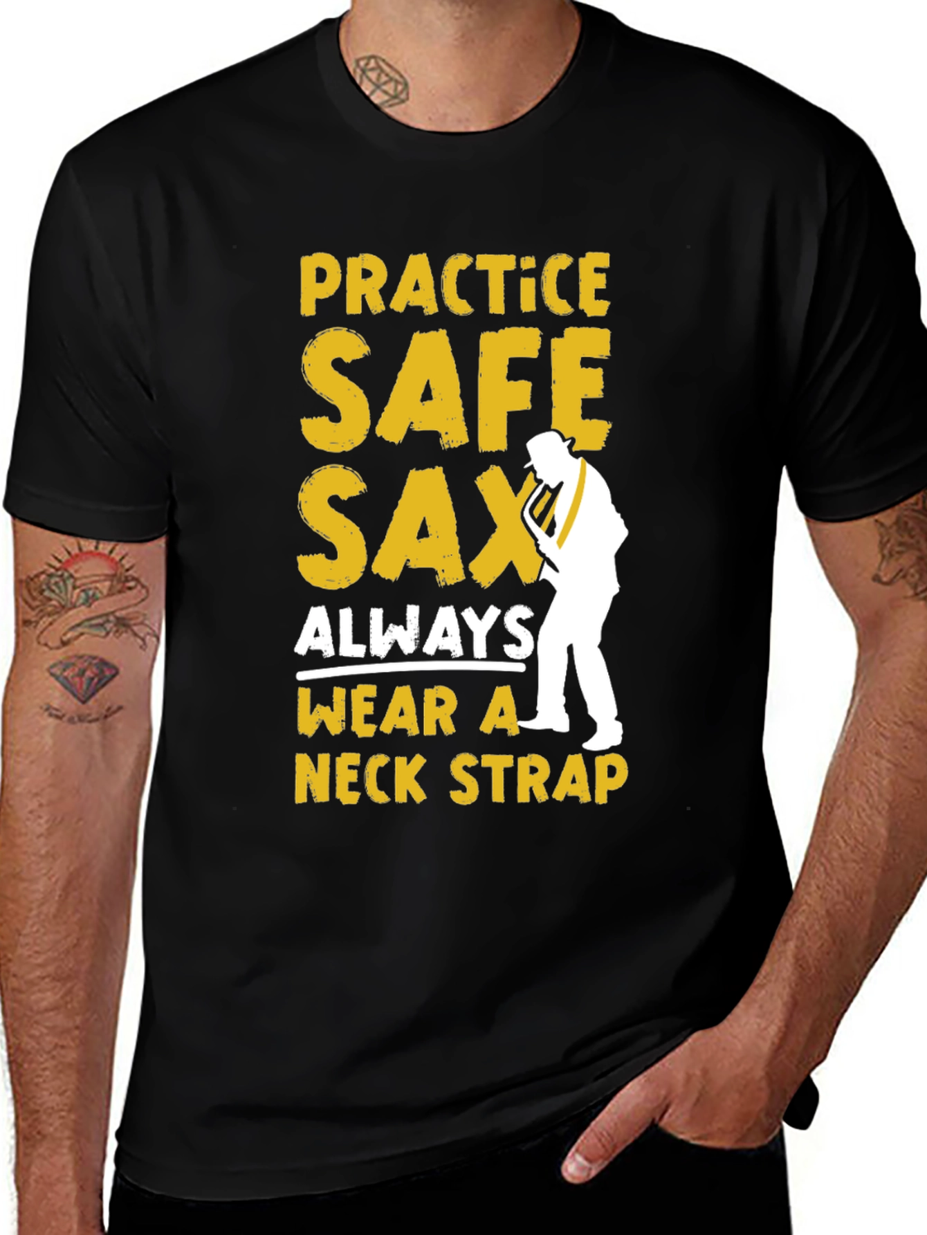 Variant 13 of Practice Safe Sax T-Shirt