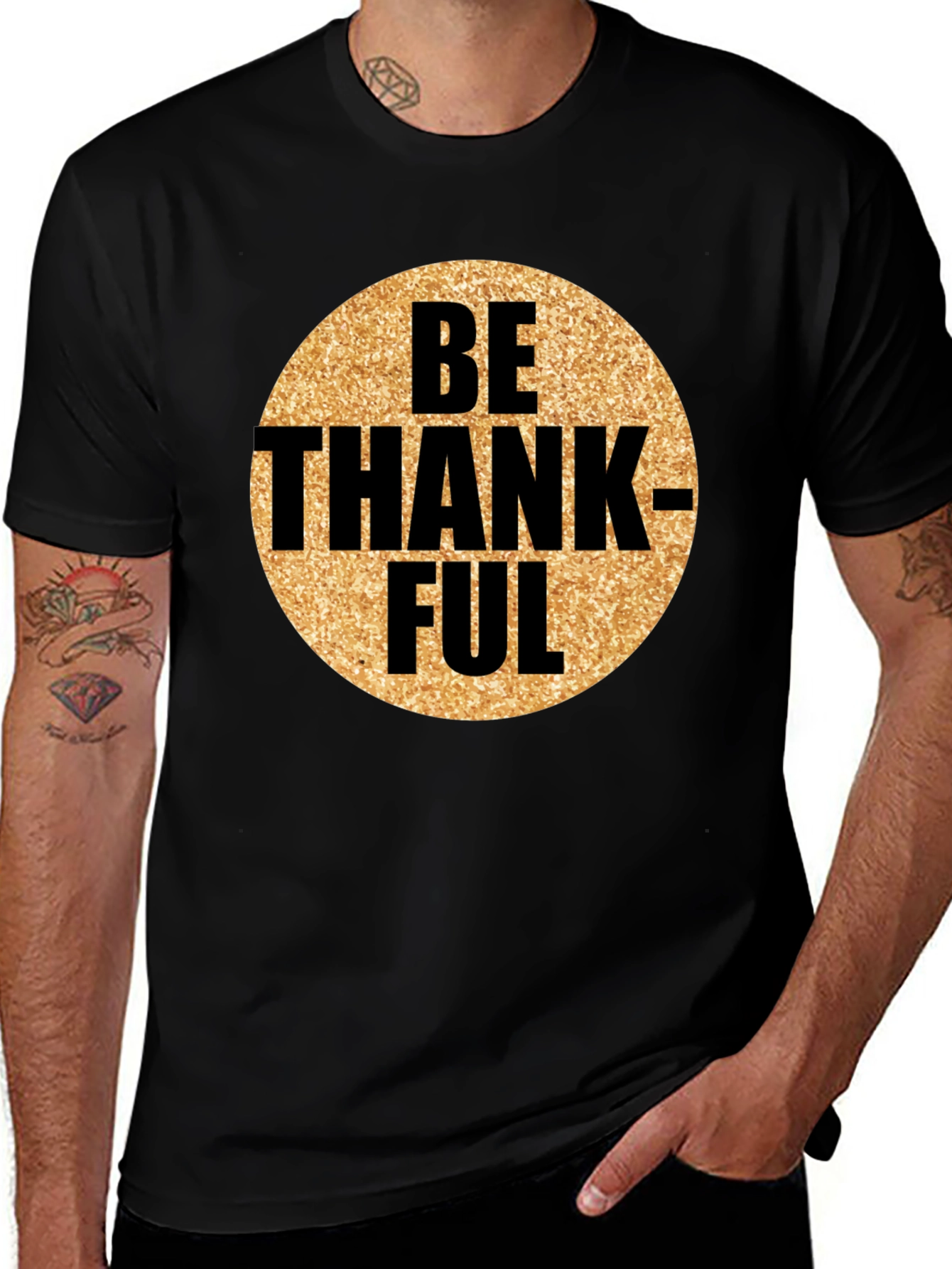 Variant 11 of Be Thankful Graphic Tee - Men's Black T-Shirt