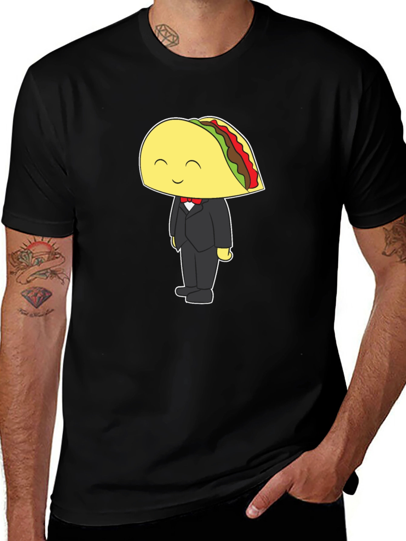 Variant 21 of Taco Tuxedo Graphic Tee - Black Cotton T-Shirt