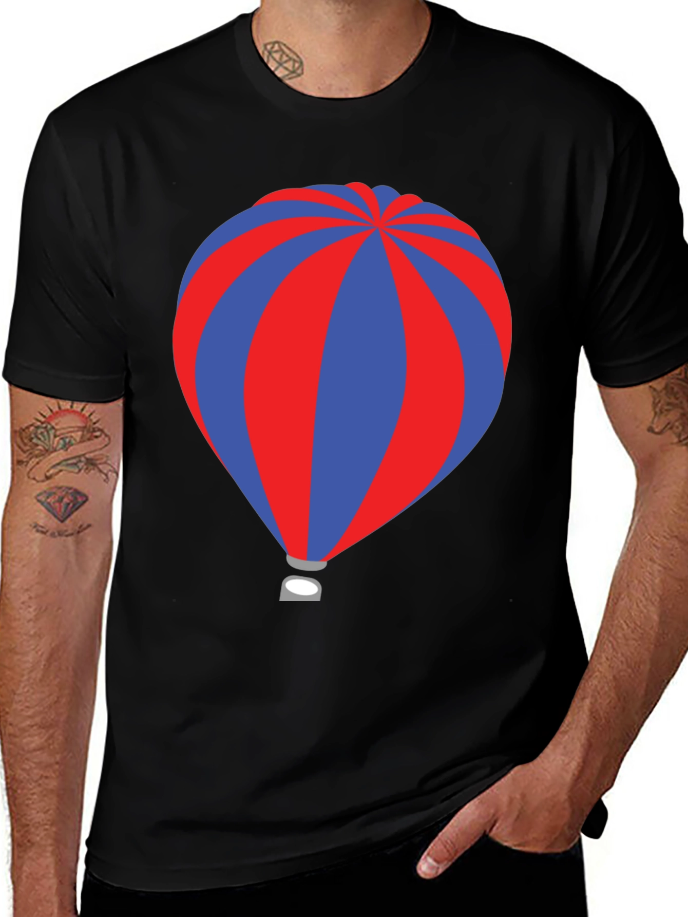 Variant 10 of Striped Hot Air Balloon Graphic T-Shirt