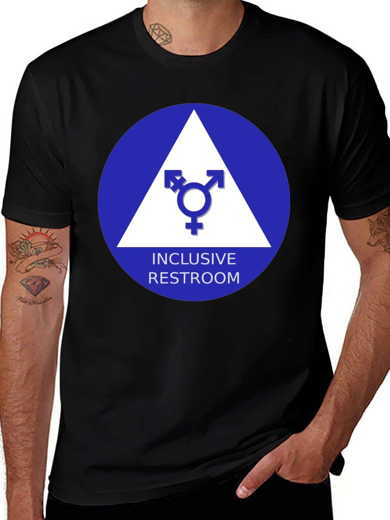 Variant 13 of Inclusive Restroom T-Shirt - Unisex Symbol Design