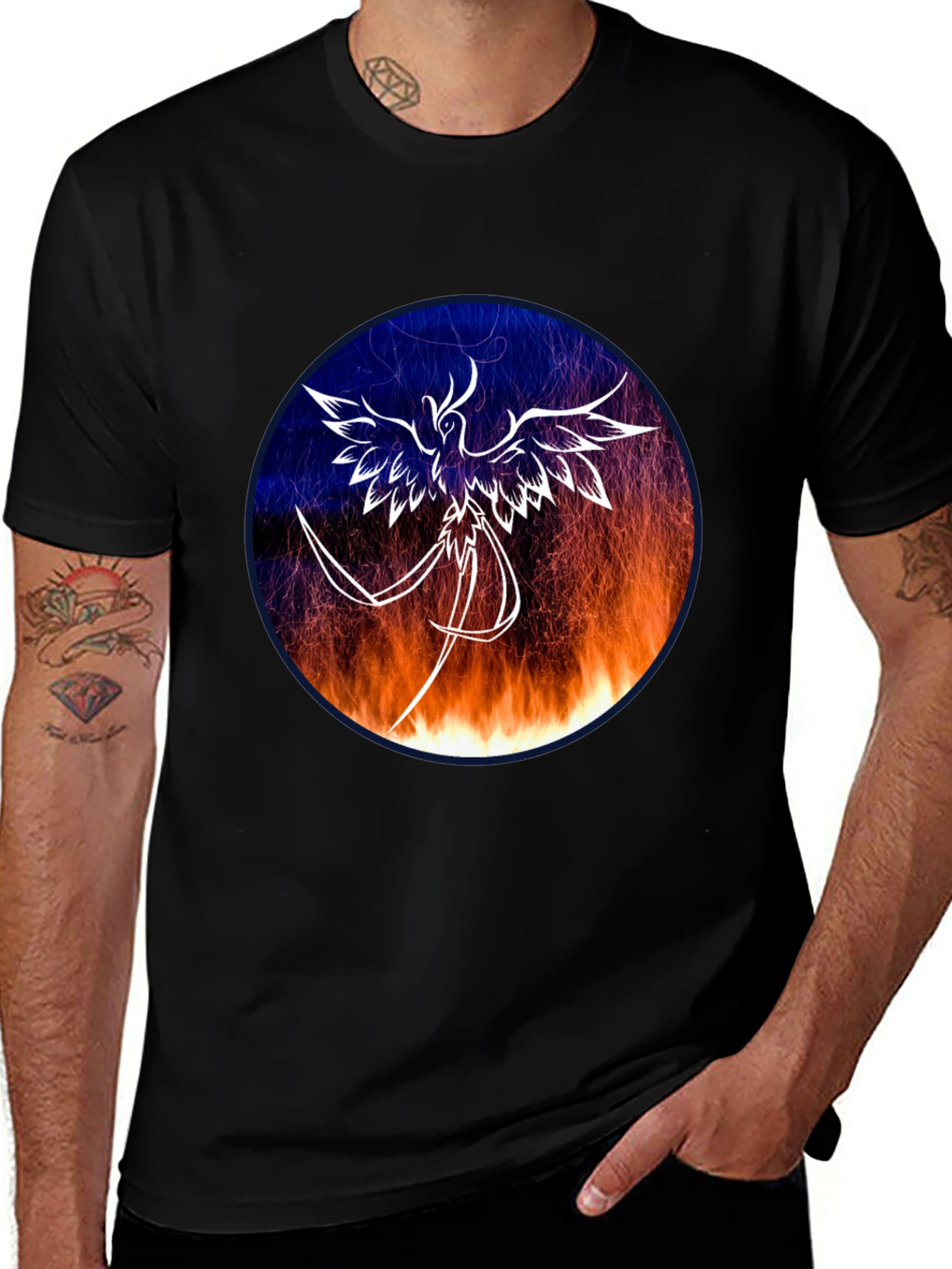 Variant 12 of Phoenix Graphic Tee - Men's Black T-Shirt