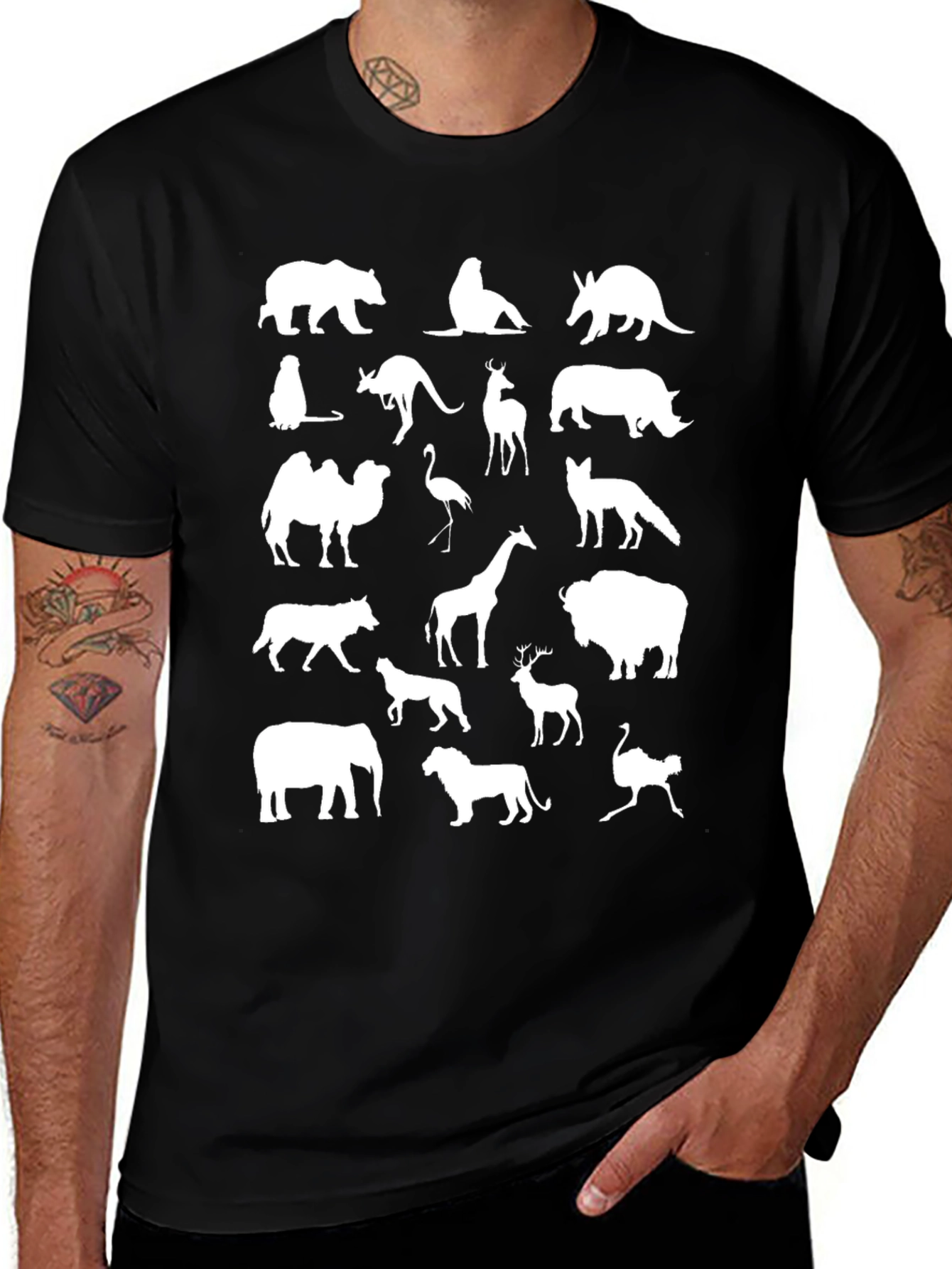 Animal Silhouettes Black T-Shirt