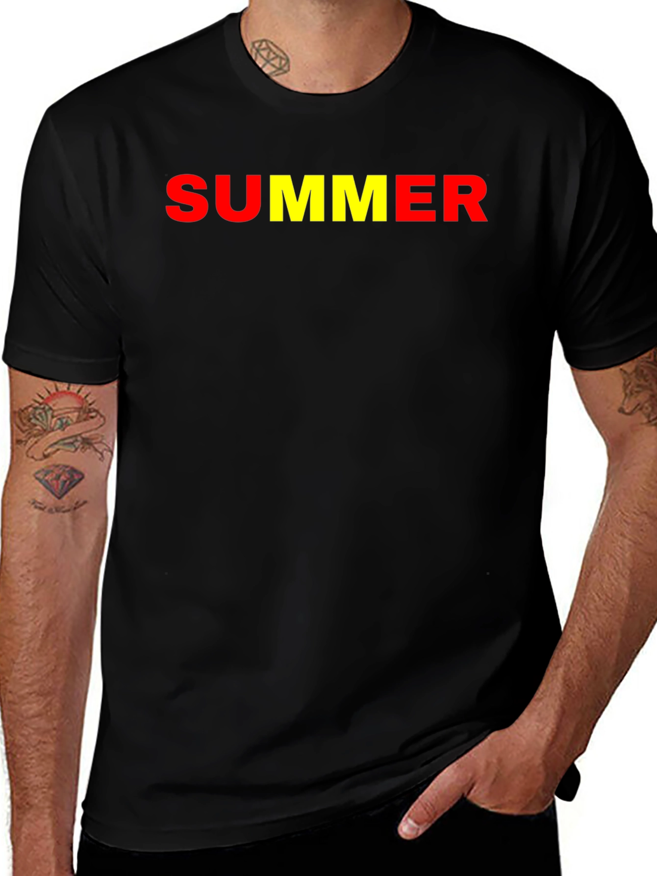 Summer Graphic Tee - Bold Red & Yellow Design