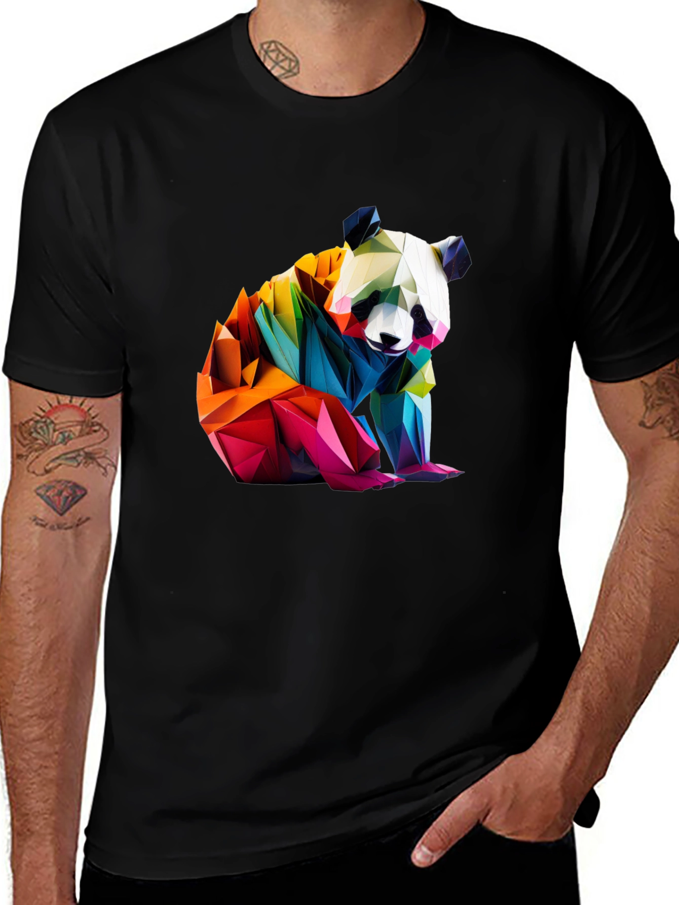 Variant 23 of Geometric Panda Graphic Tee - Modern Art Shirt
