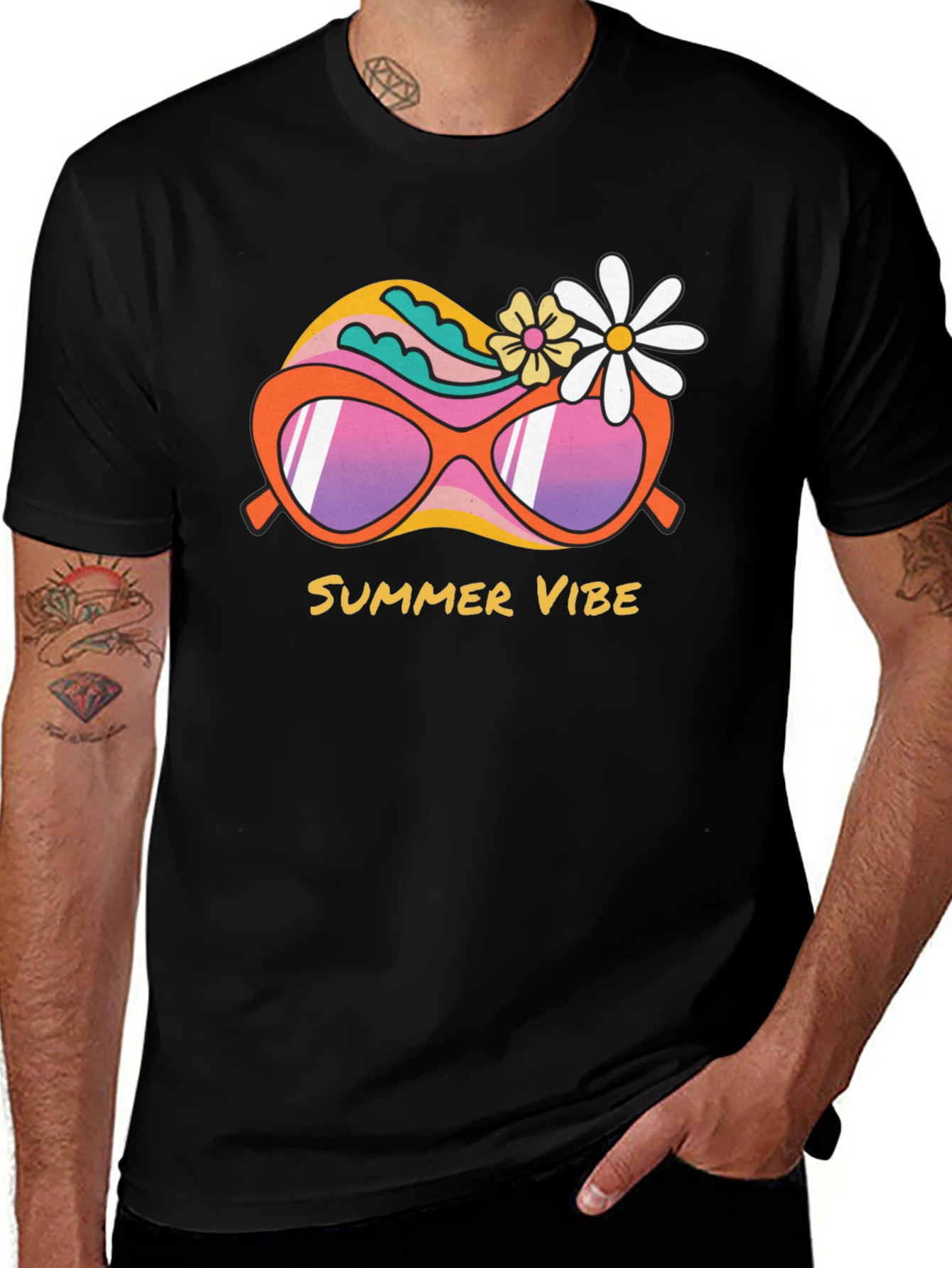 Summer Vibe Graphic Tee - Trendy Retro Sunglasses Design