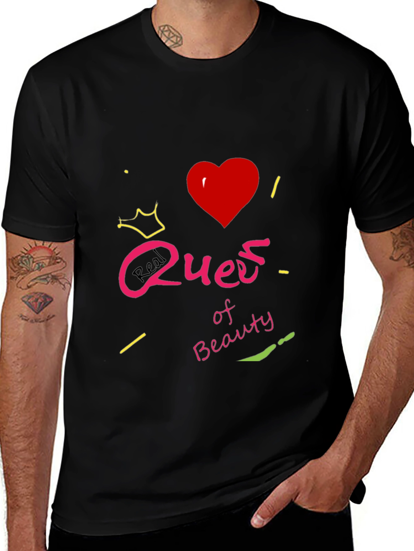 Black Real Queen of Beauty Graphic T-Shirt - Black main image