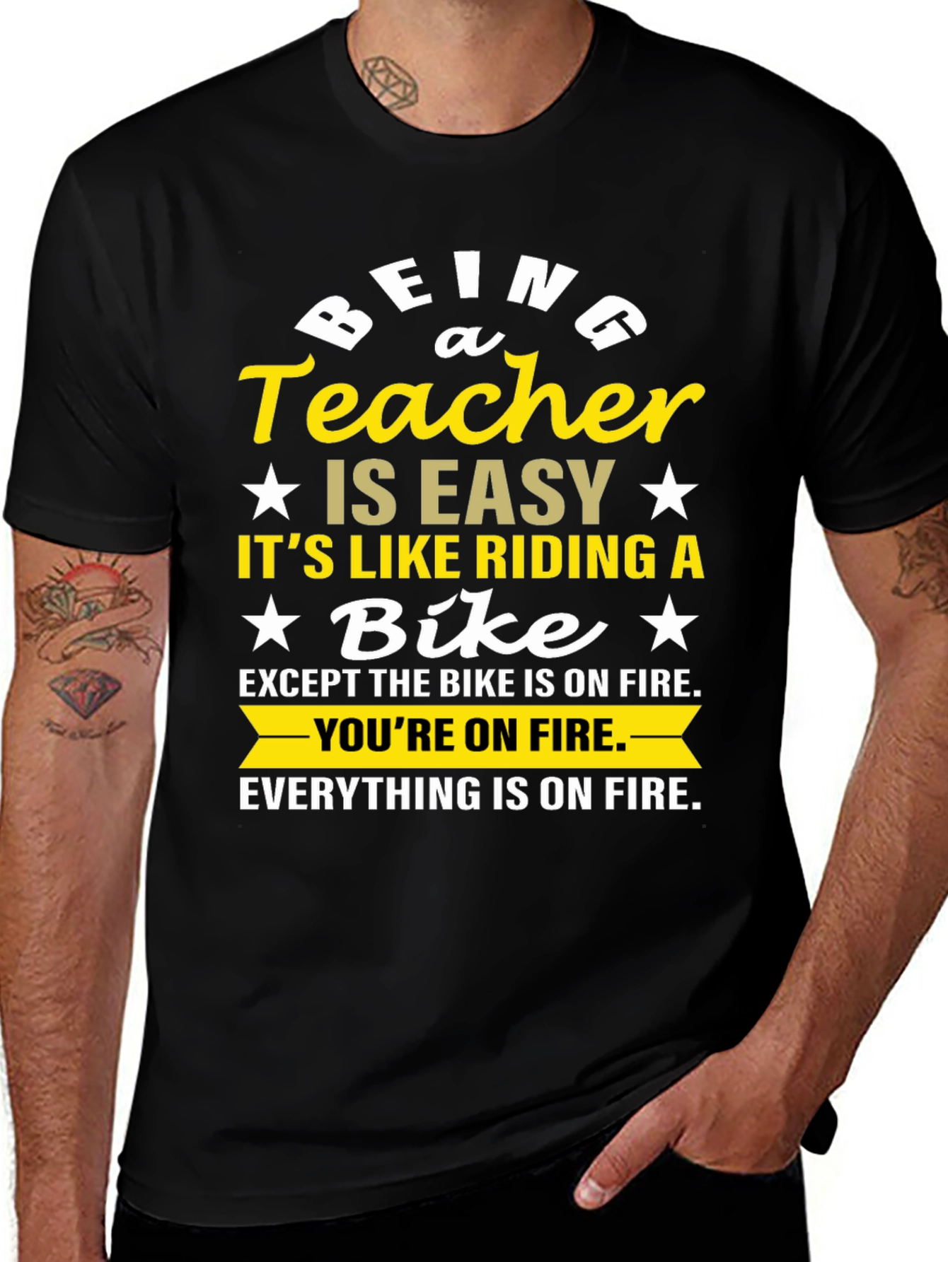 Variant 22 of Funny Teacher On Fire Graphic Tee