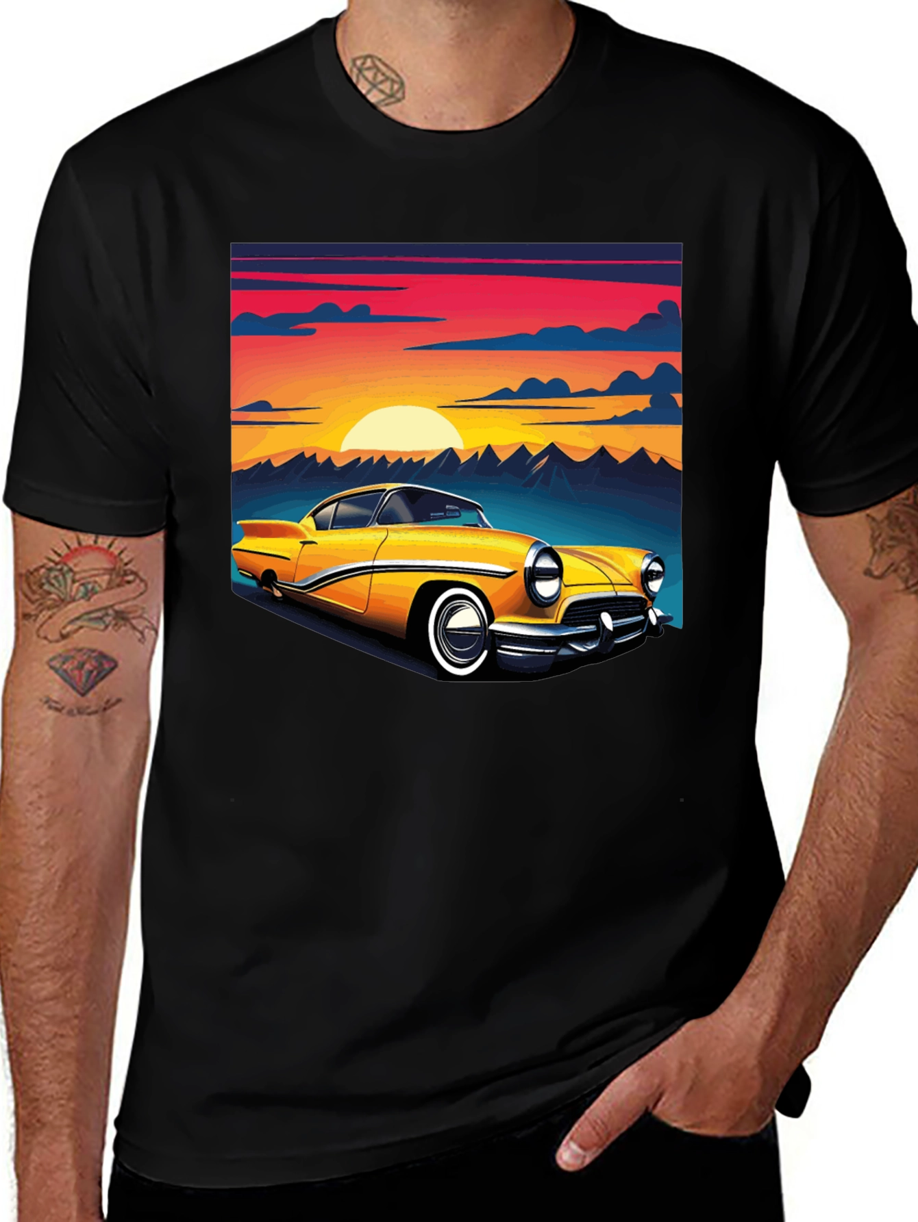 Variant 28 of Retro Car Graphic Tee - Black