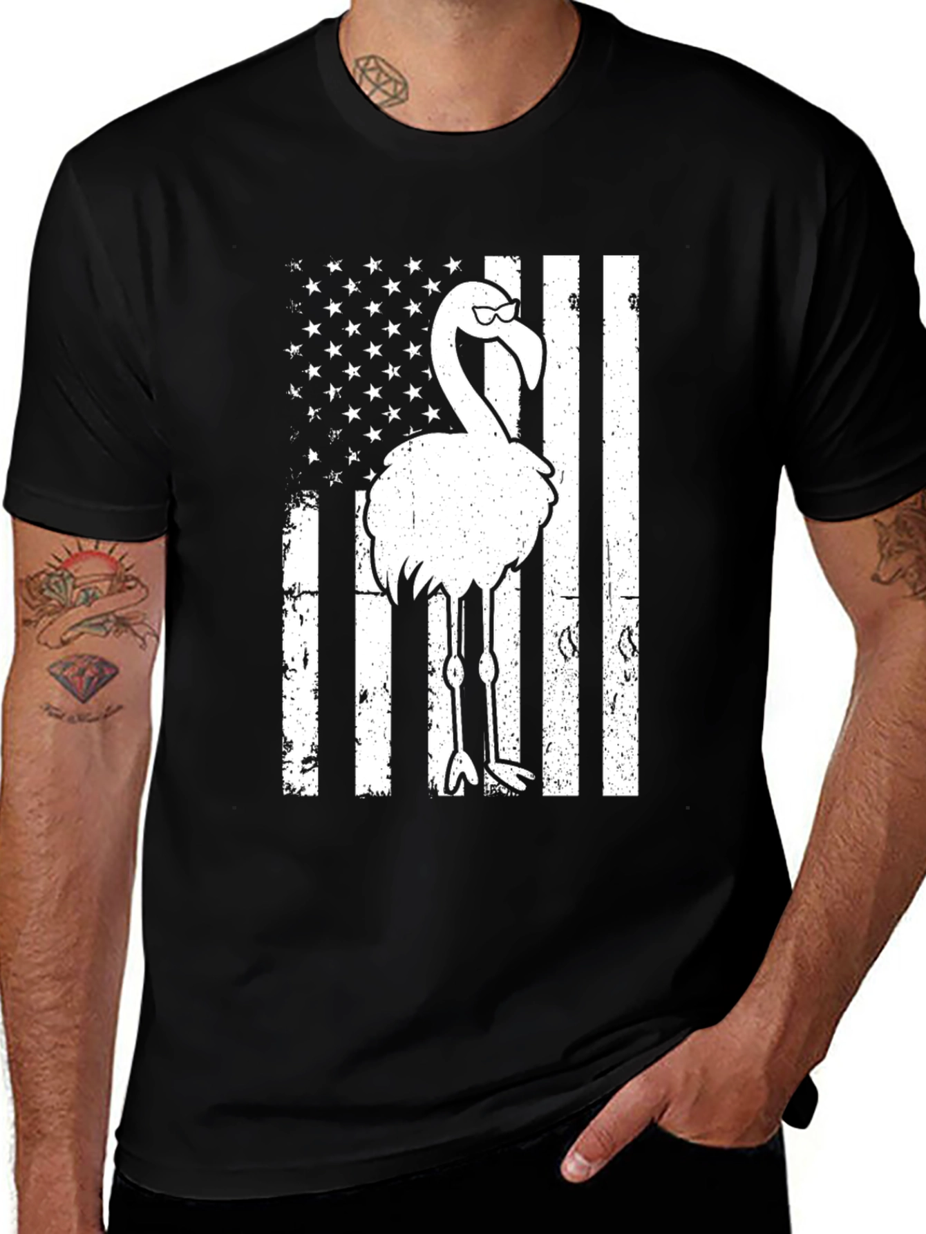 Variant 19 of Cool Flamingo American Flag T-Shirt