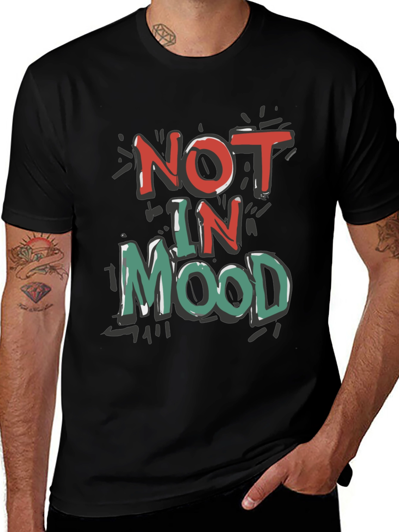 Black Not in Mood Graphic Tee - Unisex Casual T-Shirt main image