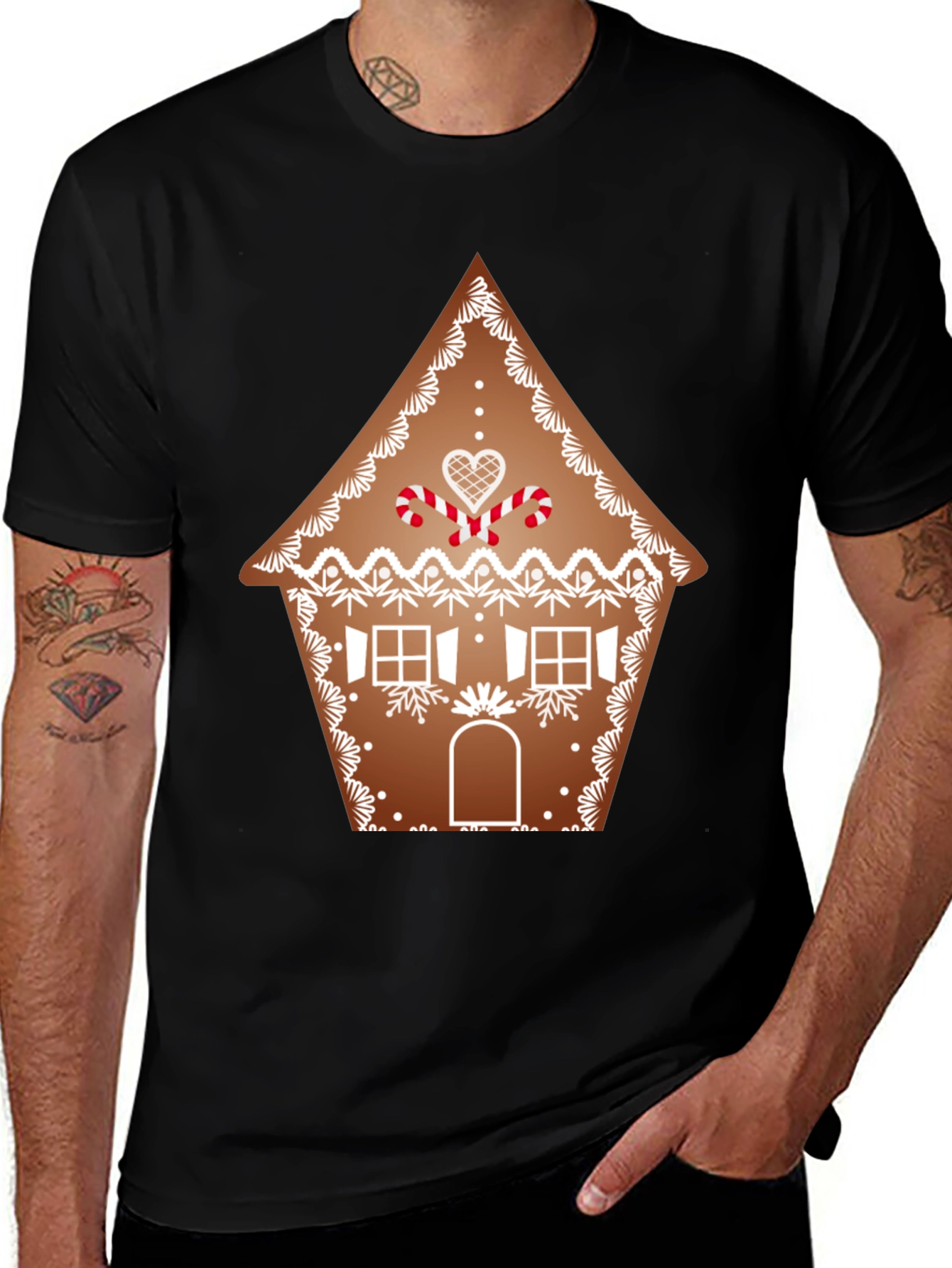 Variant 13 of Gingerbread House T-Shirt - Festive Holiday Apparel