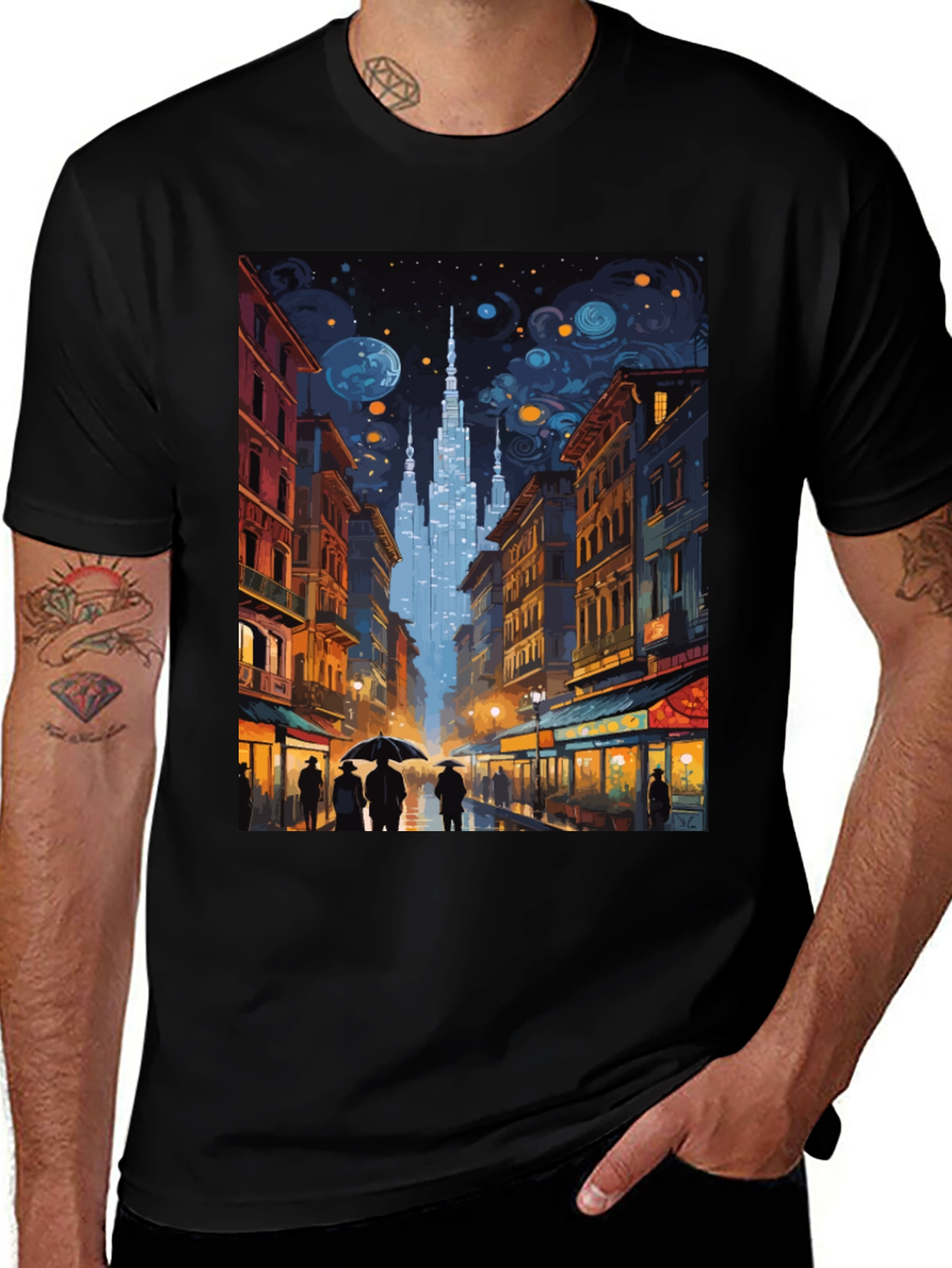 Variant 15 of Starry Night Cityscape Graphic Tee