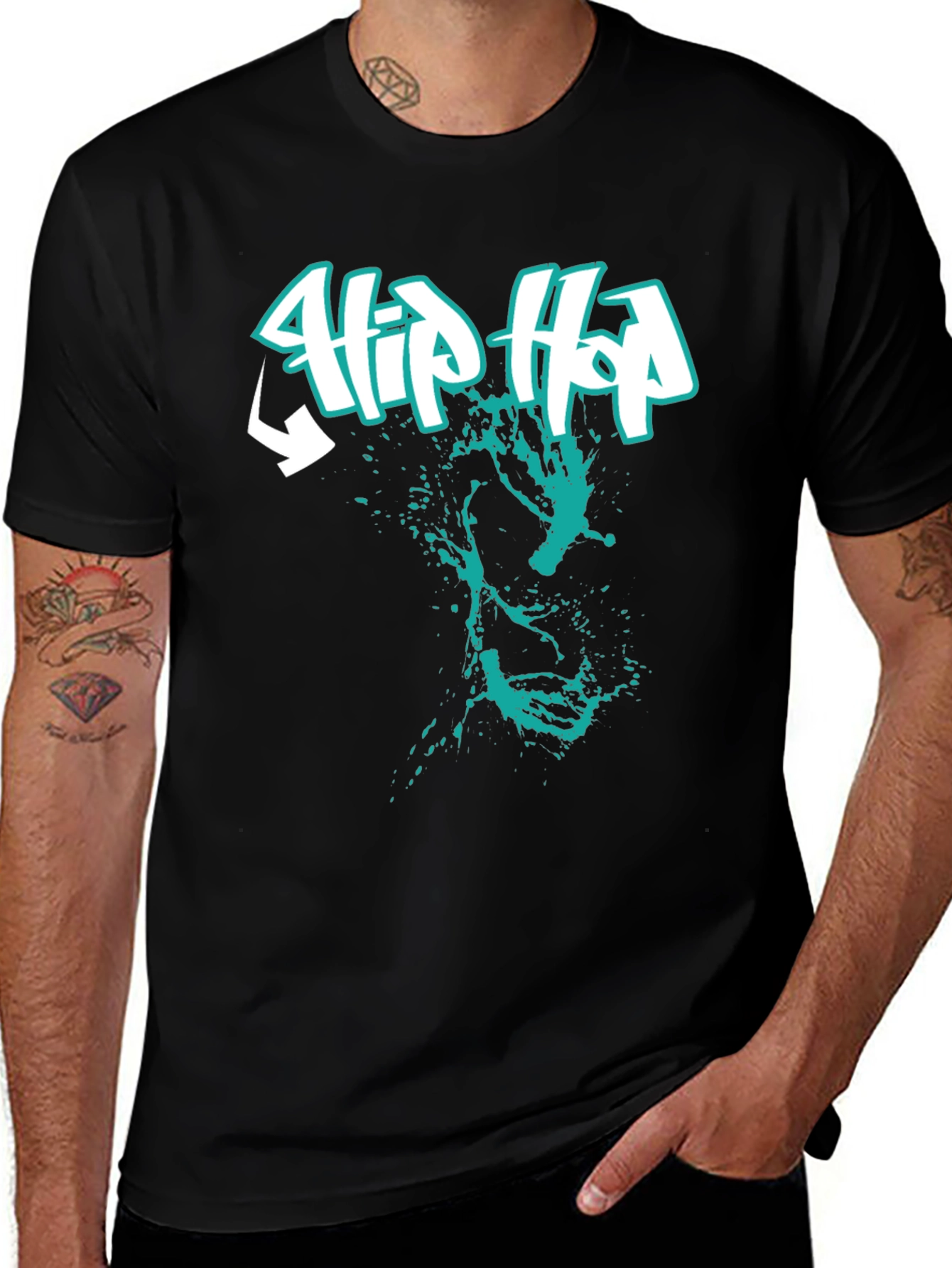 Variant 2 of Hip Hop Graphic Print Black T-Shirt
