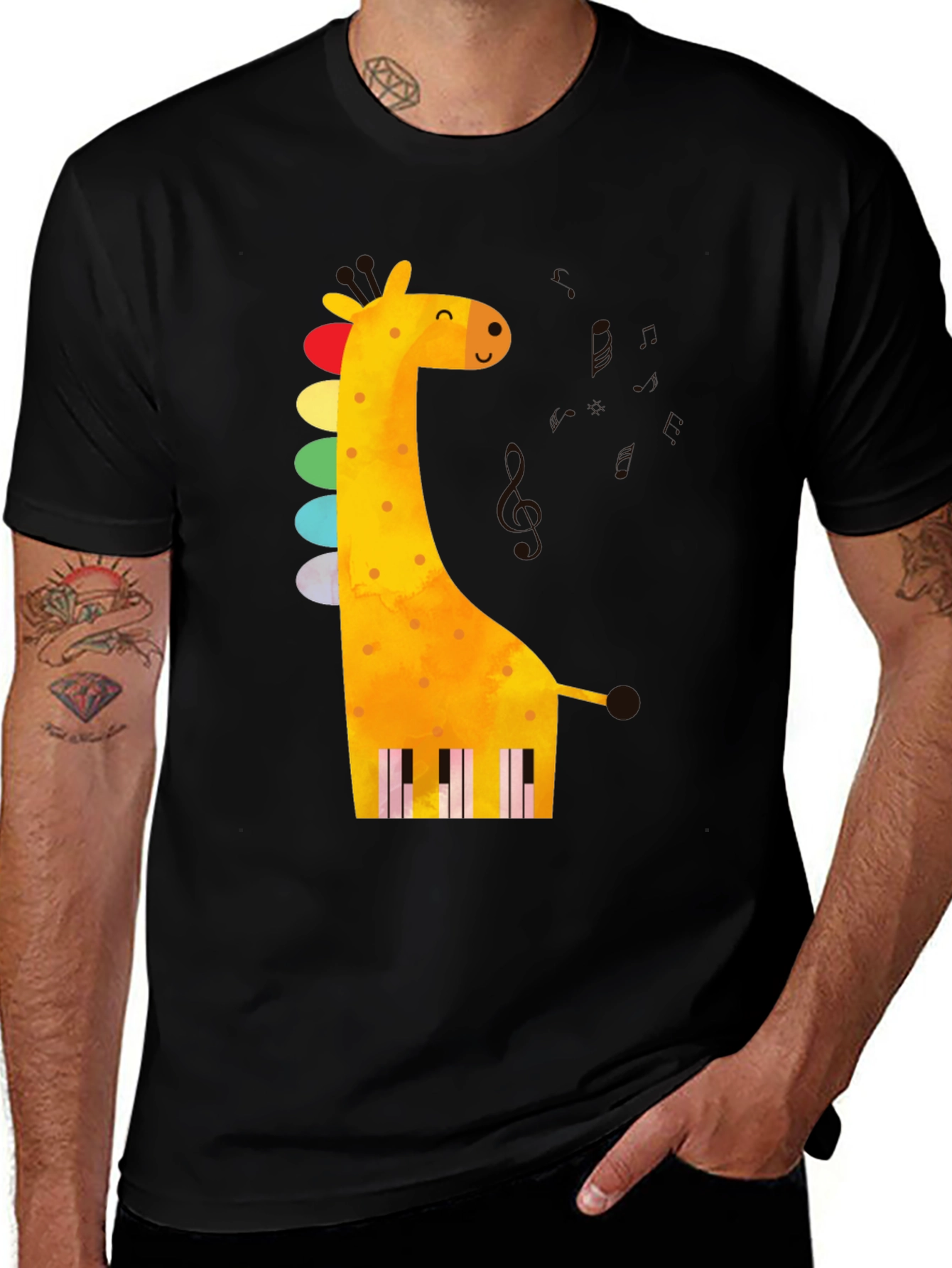 Variant 3 of Giraffe Piano Tee - Musical Animal T-Shirt