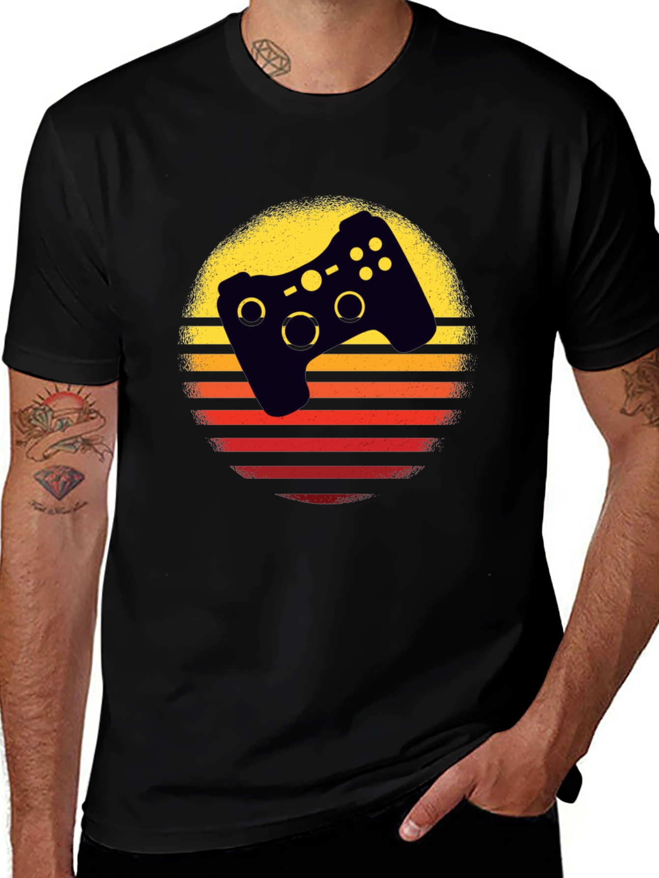 Variant 26 of Retro Gamer T-Shirt - Sunset Controller Design