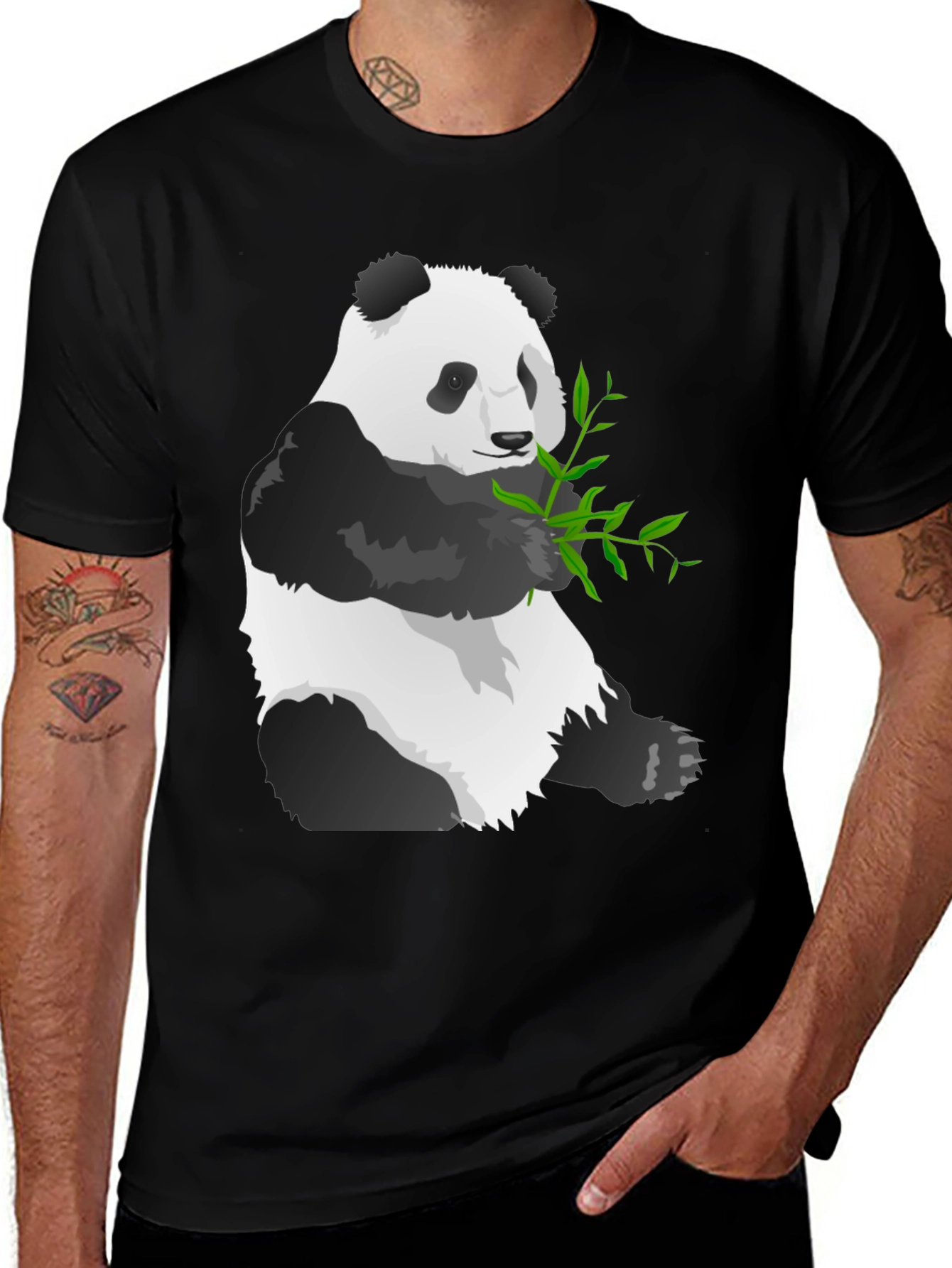 Variant 29 of Panda Graphic Tee - Soft Black Cotton Blend