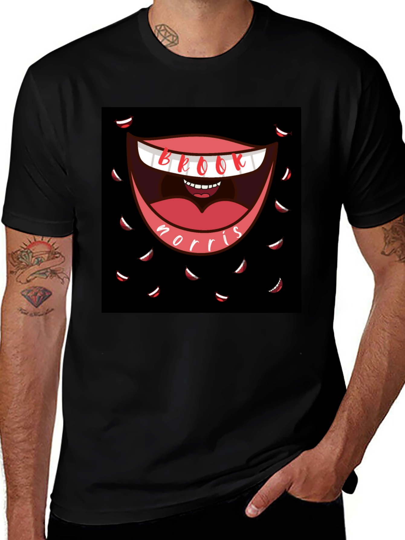Variant 6 of Brook Norris T-Shirt: Black Tee with Funny Mouth Design
