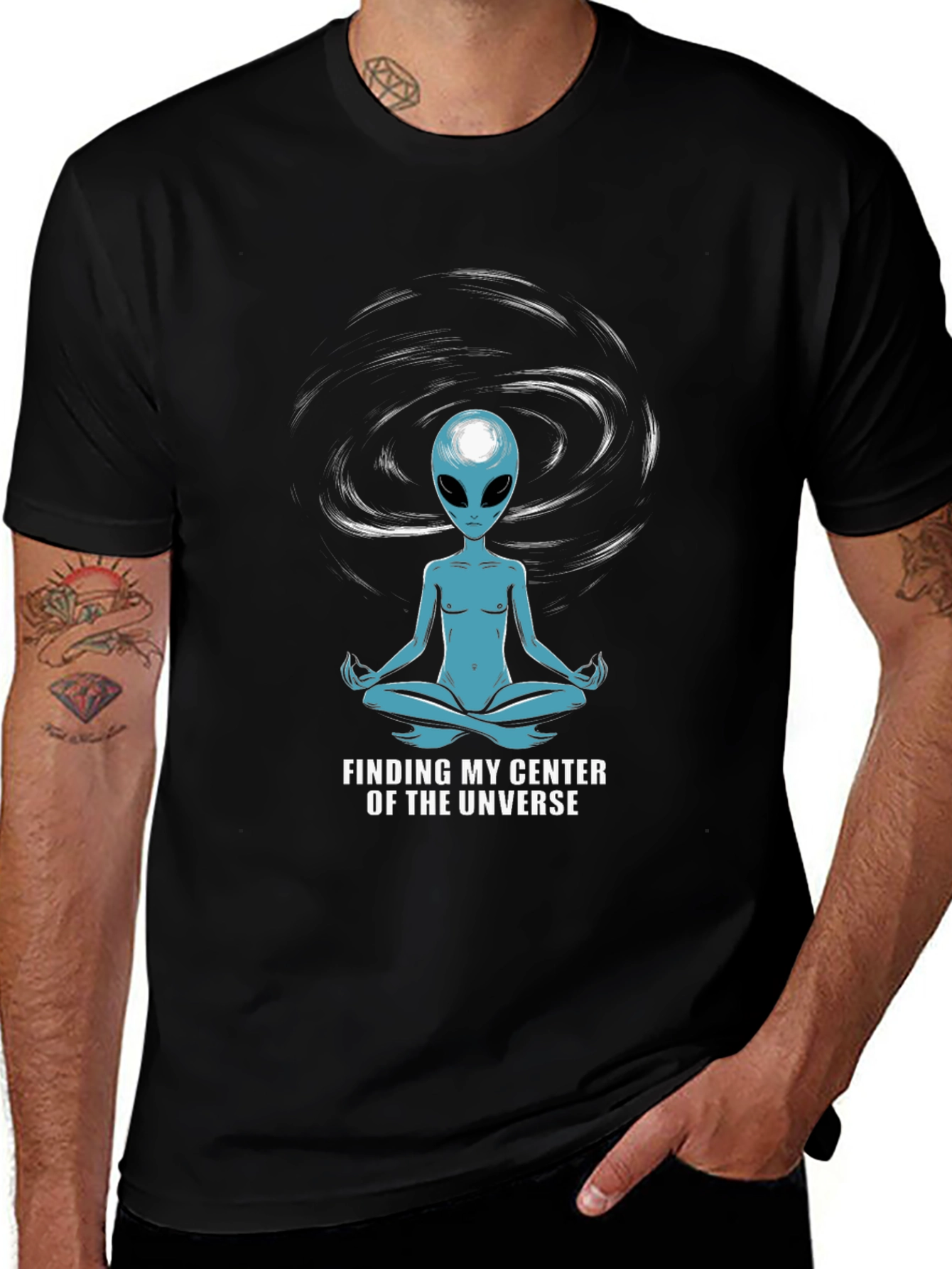 Variant 13 of Alien Meditation T-Shirt - Find Your Center