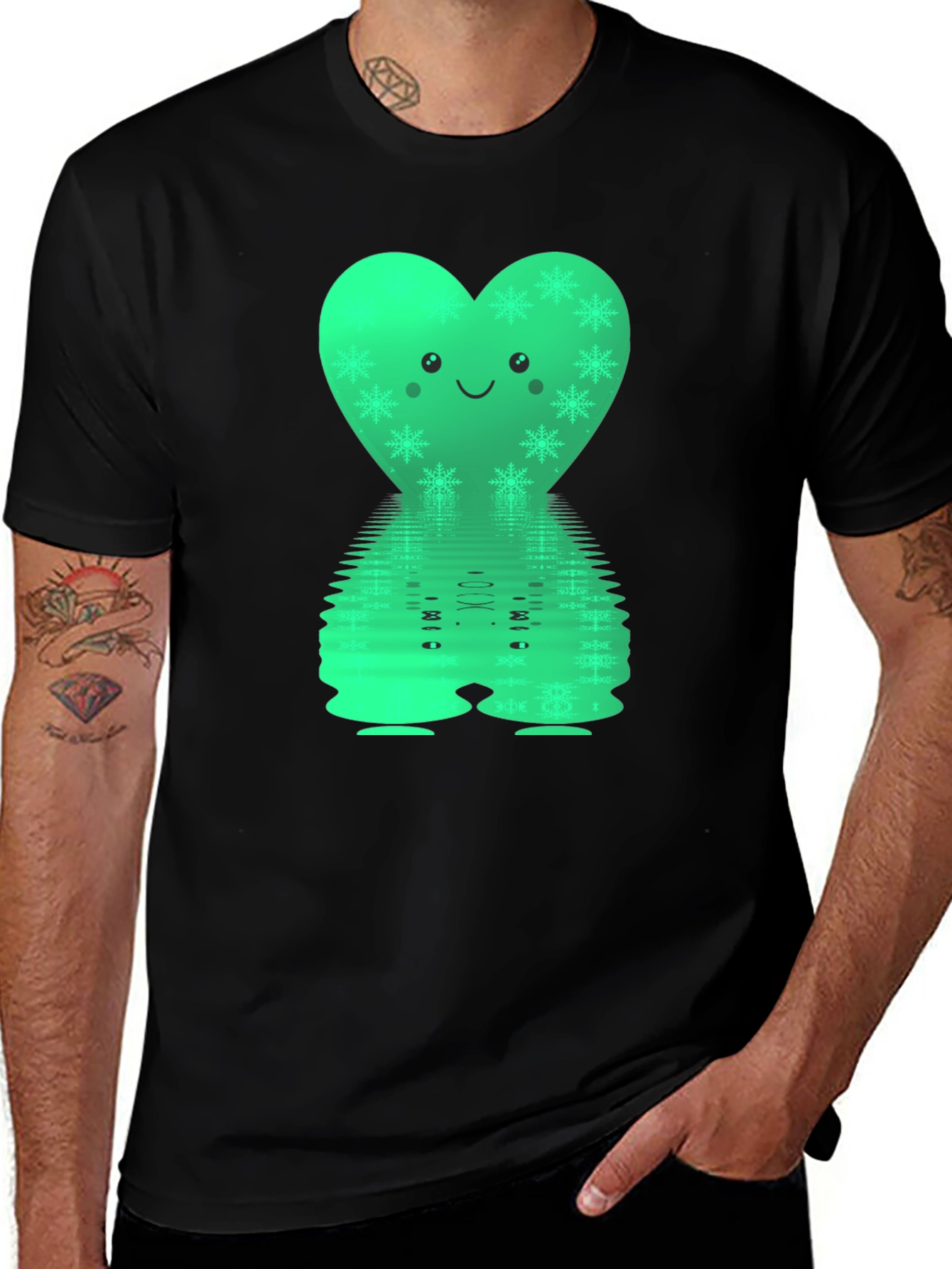 Cute Heart with Snowflakes Reflective T-Shirt