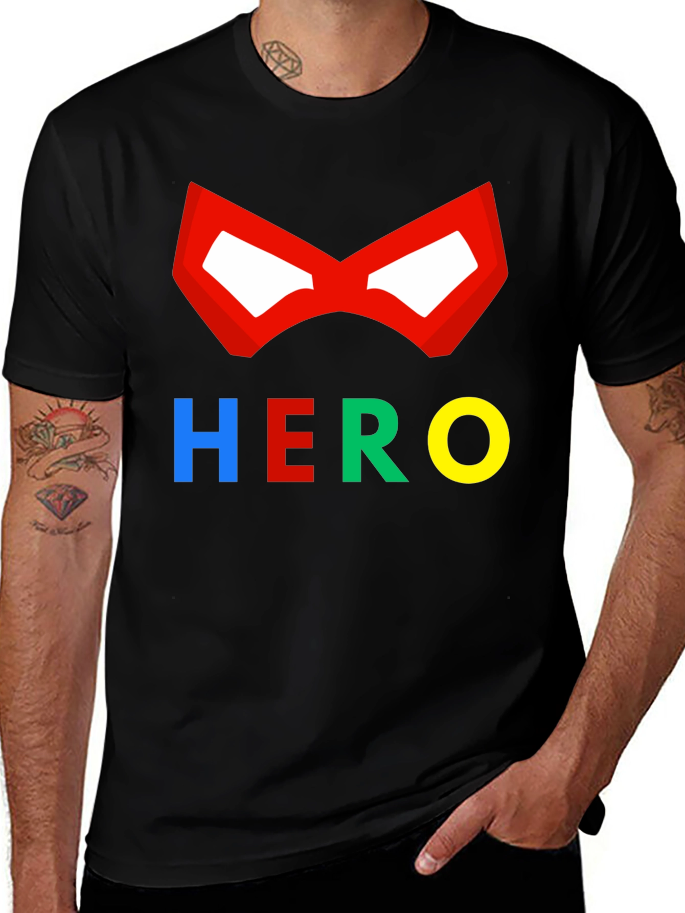 Variant 13 of Hero Mask Graphic Tee - Black Cotton T-Shirt