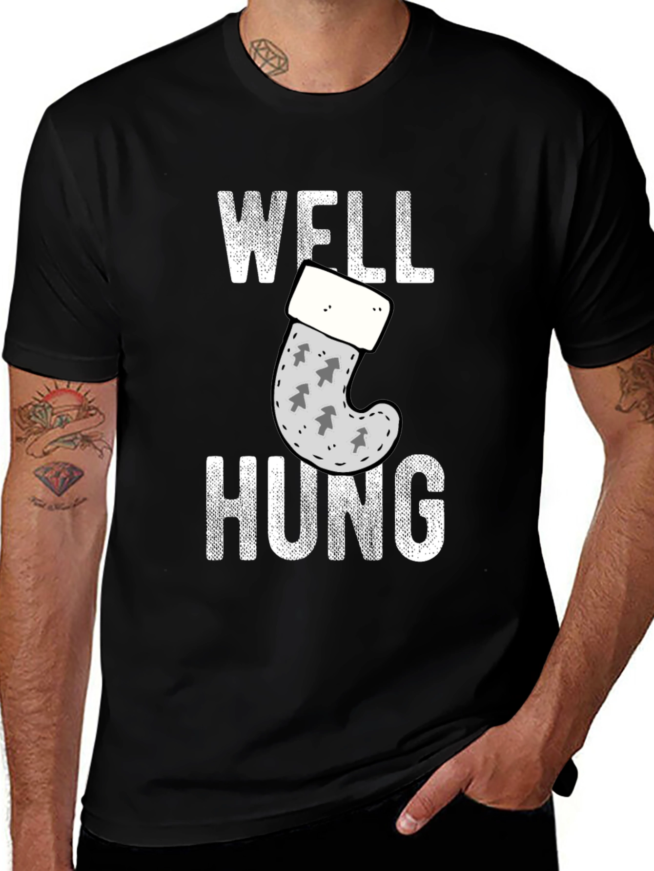 Well Hung Christmas Stocking T-Shirt