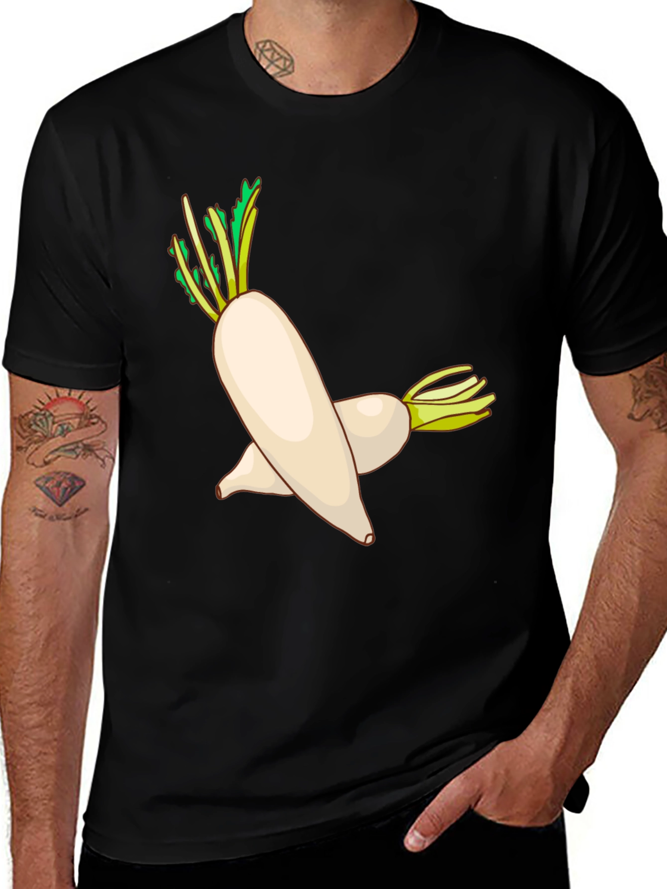 Variant 22 of Radish Graphic Tee - Black Cotton Blend T-Shirt