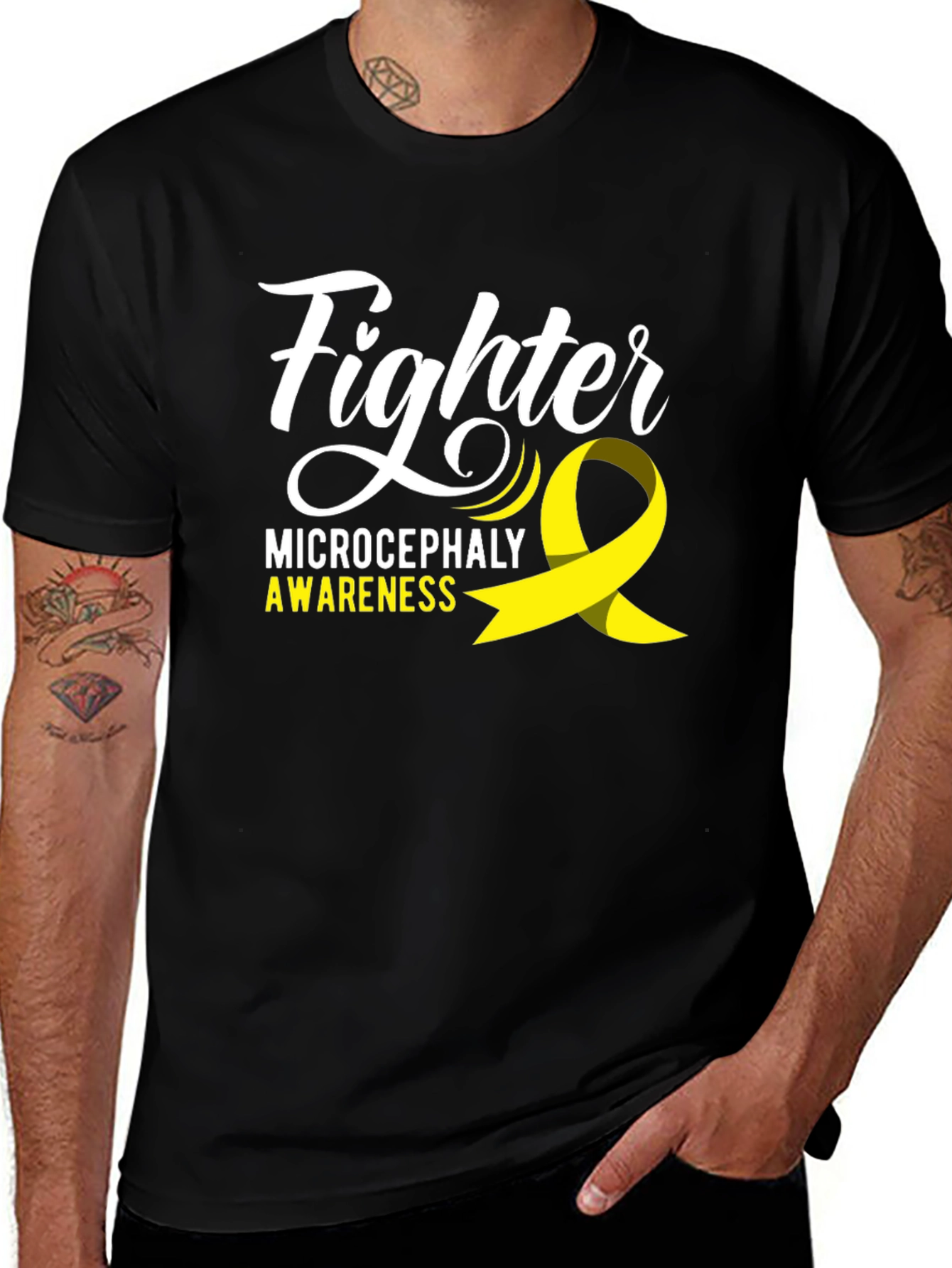 Microcephaly Awareness Fighter Black T-Shirt