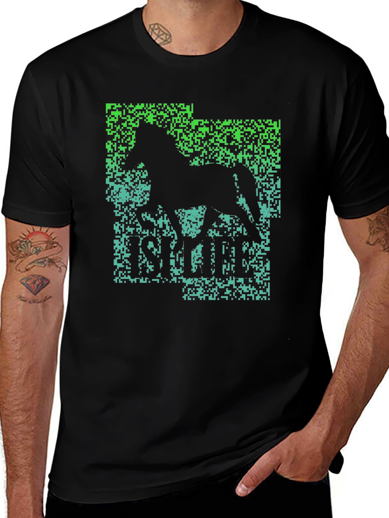 Variant 16 of Horse Graphic T-Shirt - Pixelated Style