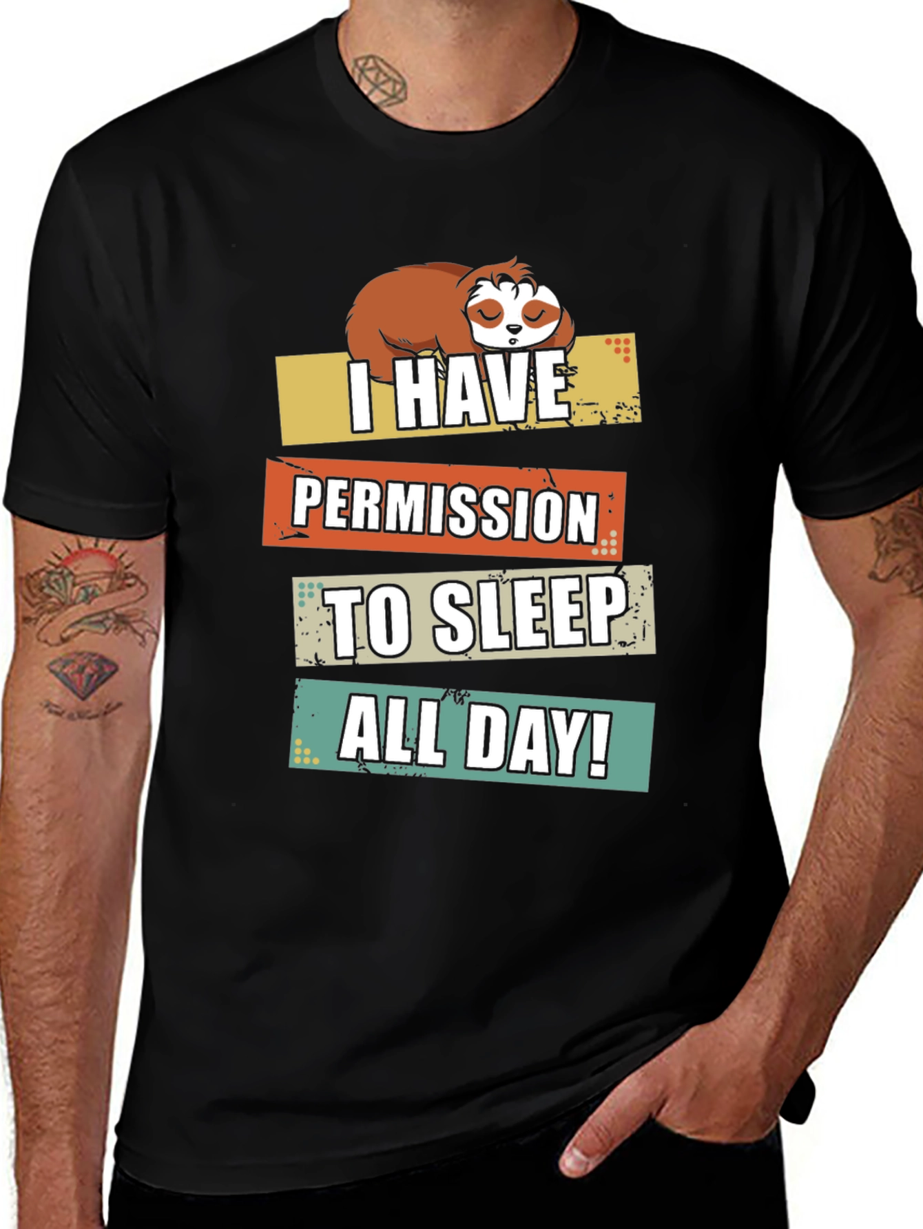 Variant 27 of Funny Sloth Permission Sleep All Day Graphic Tee