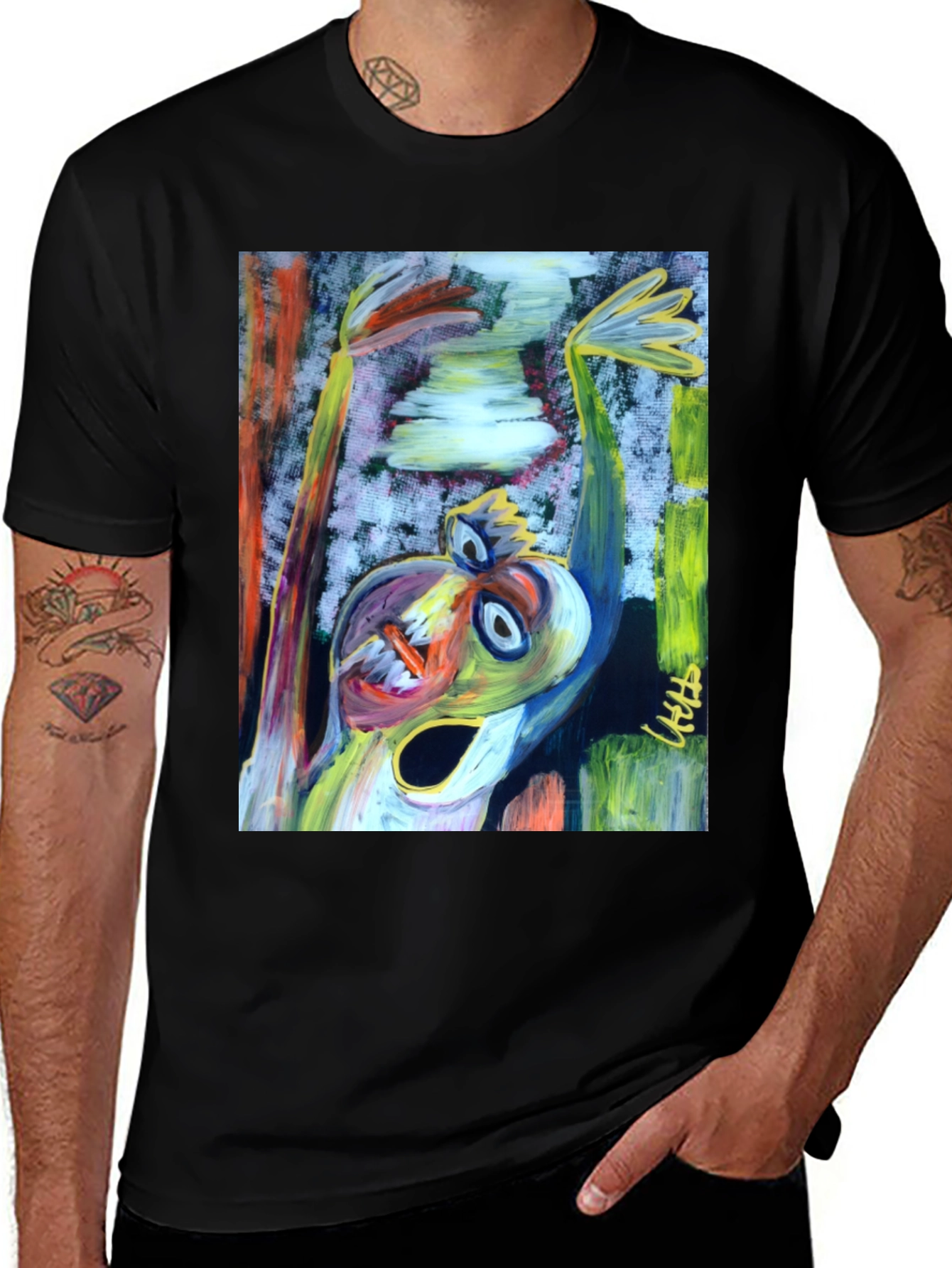 Variant 3 of Abstract Art Graphic Print Black T-Shirt