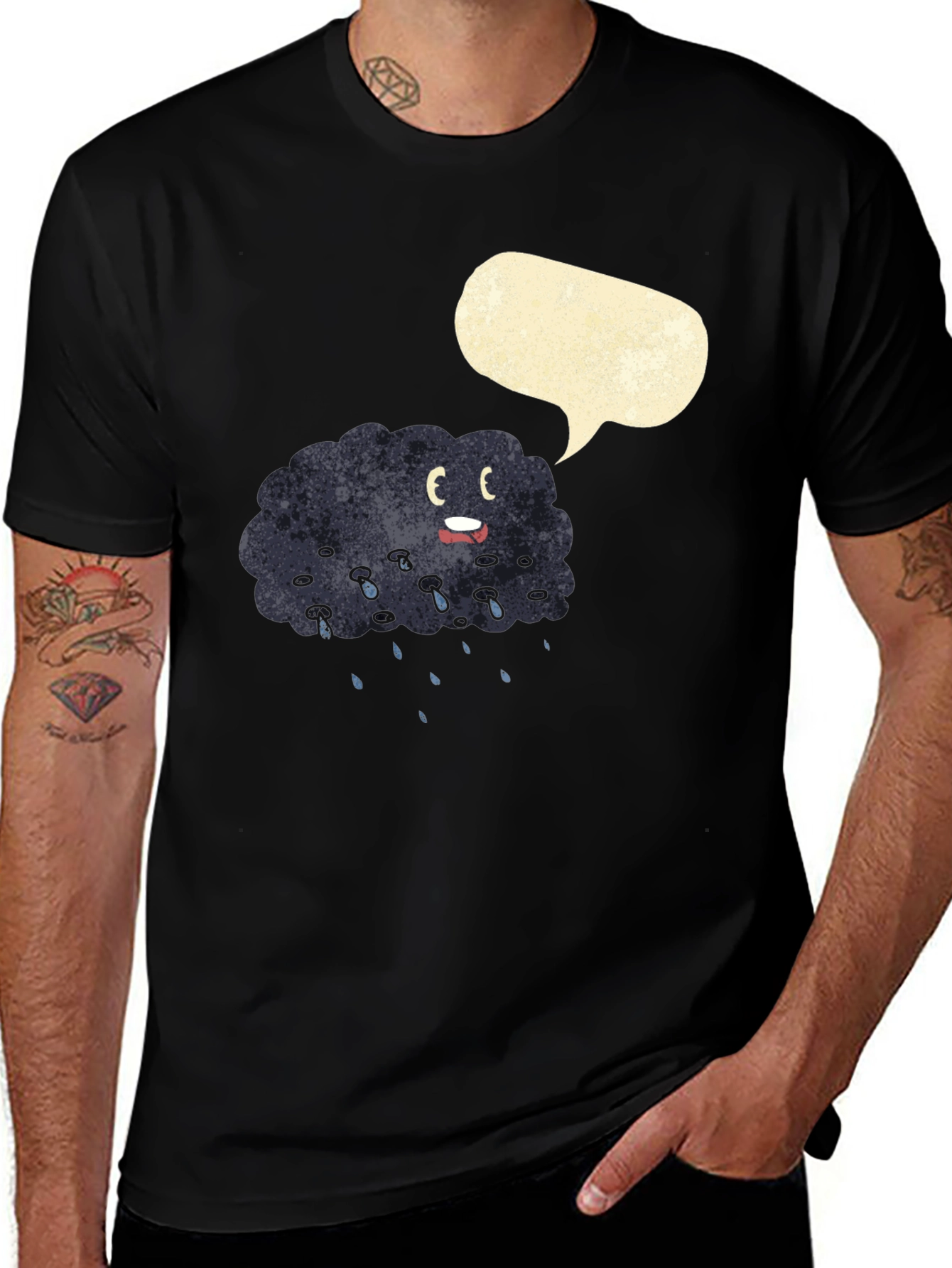 Variant 8 of Cartoon Rain Cloud Black T-Shirt