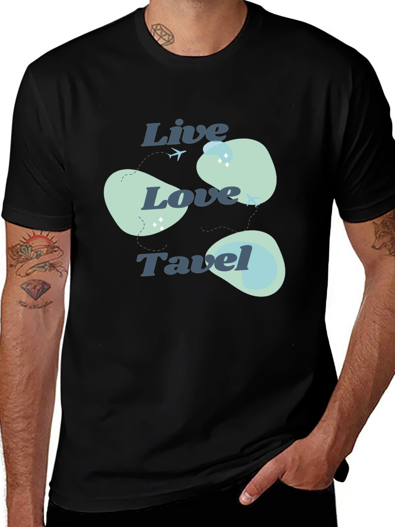 Variant 28 of Live Love Travel Black Cotton Tee